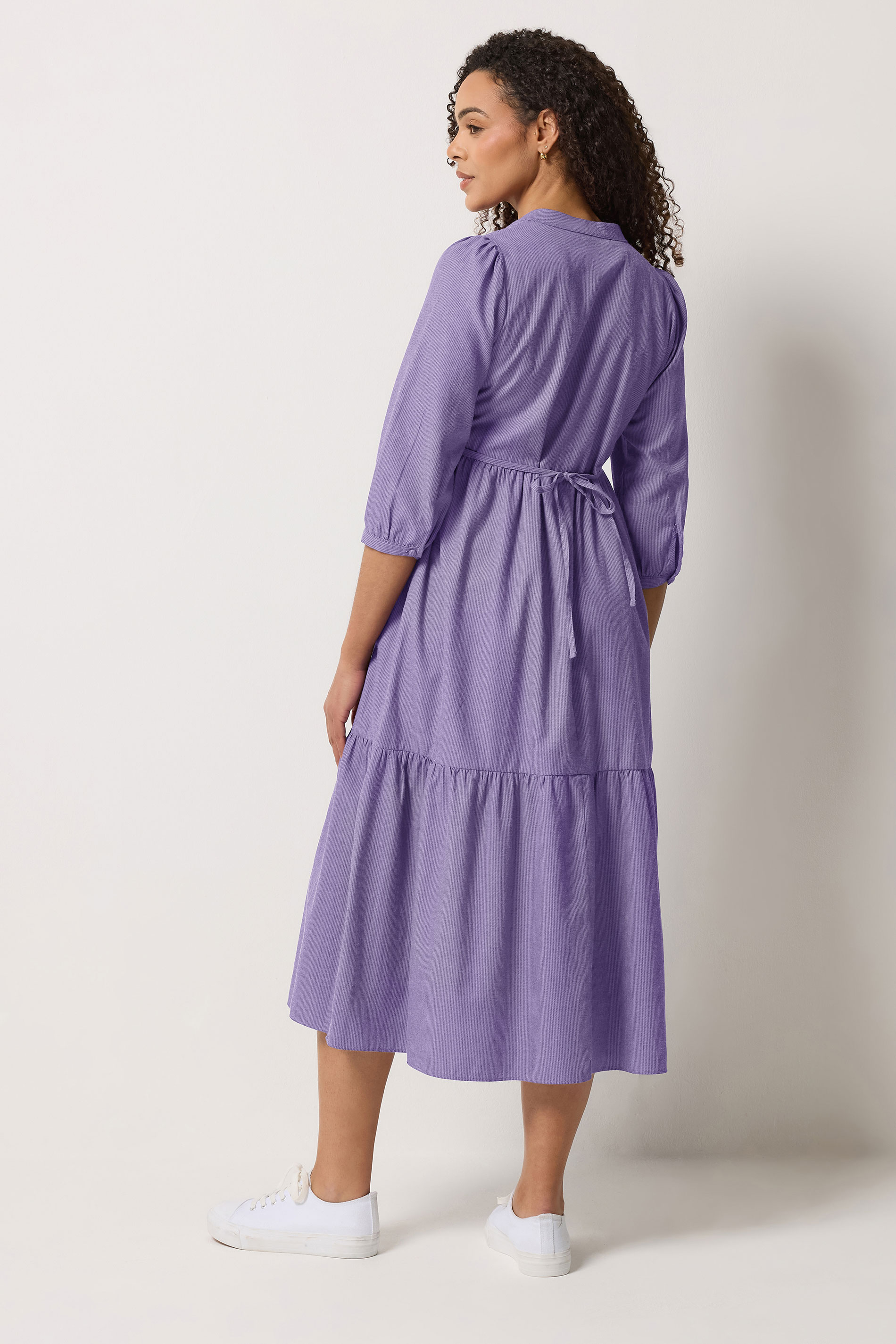 M&Co Purple Fine Stripe Tiered Maxi Dress | M&Co 2