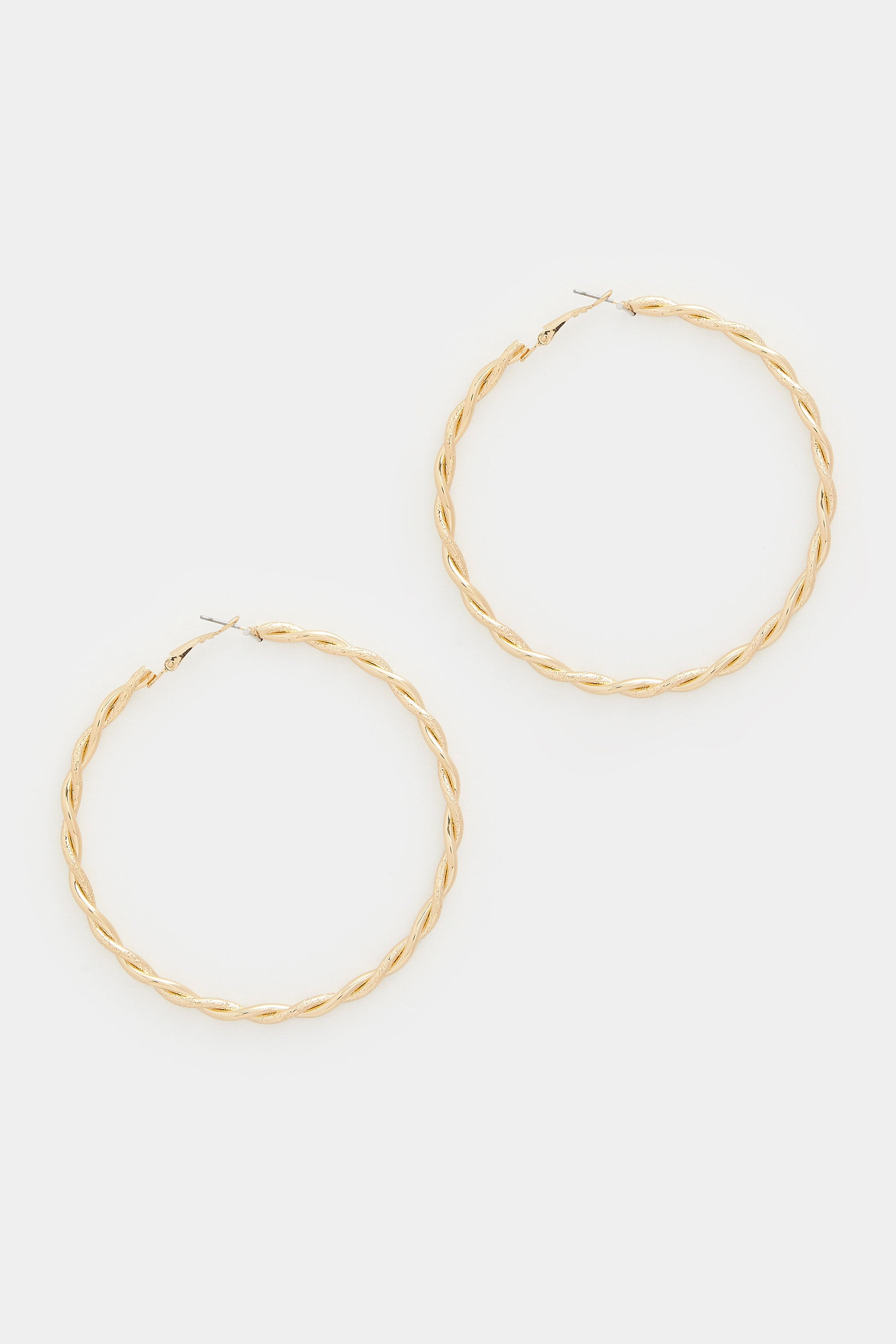 Gold Tone Twisted Large Hoop Earrings | Yours Clothing 3
