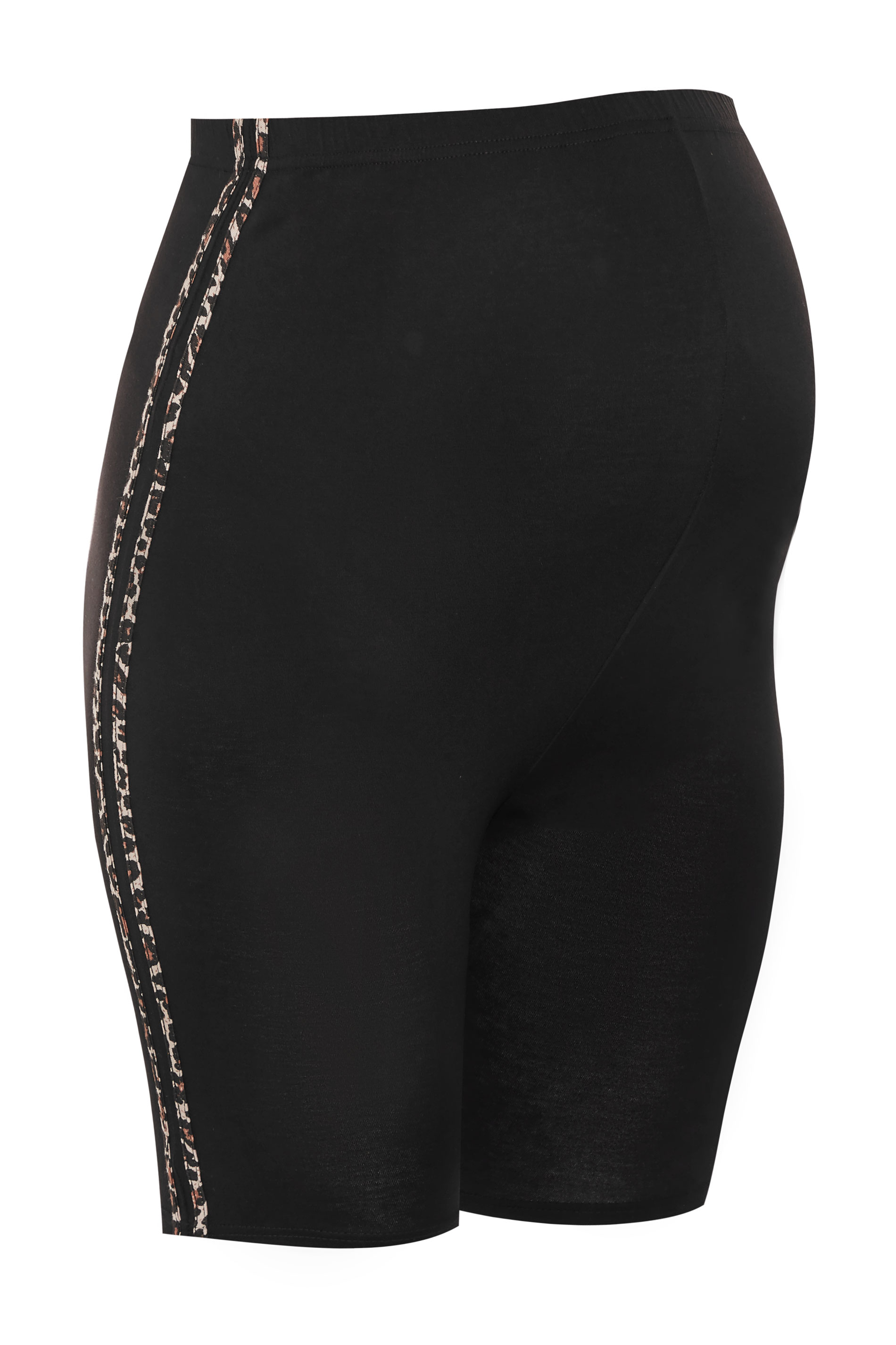 BUMP IT UP MATERNITY Black Leopard Print Tape Cycling Shorts | Yours