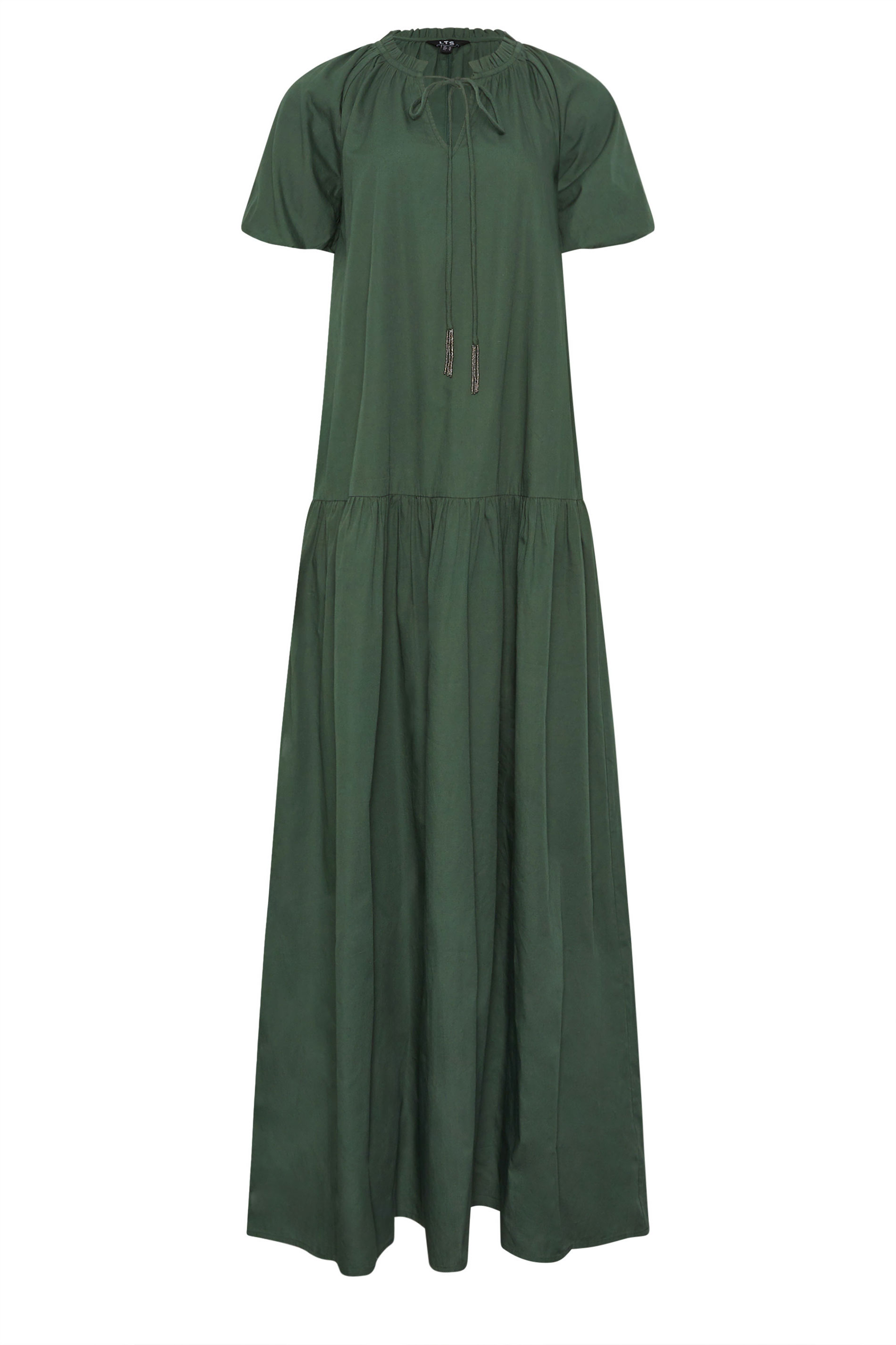 LTS Tall Women's Forest Green Puff Sleeve Cotton Maxi Dress | Long Tall Sally  6