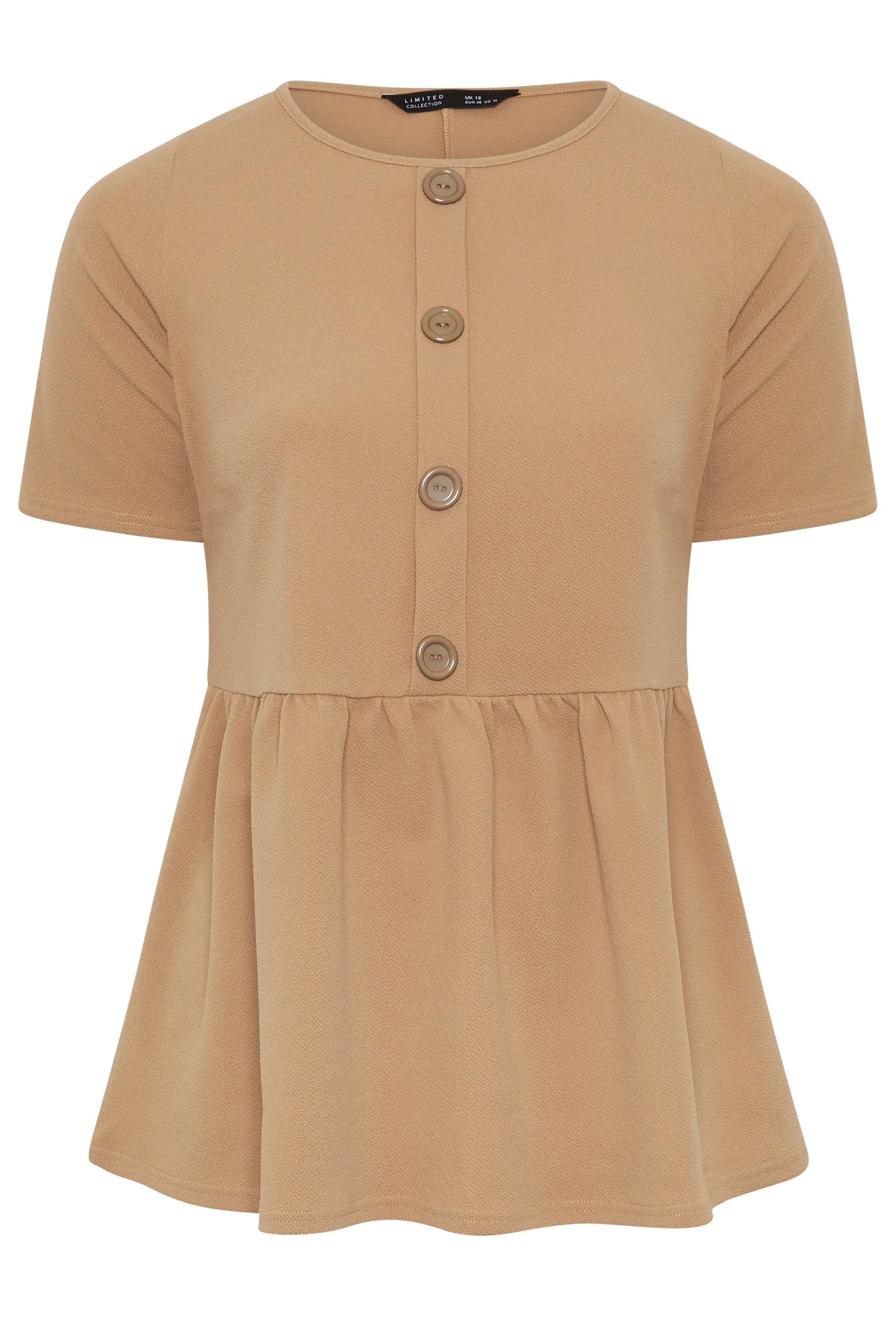 LIMITED COLLECTION Plus Size Natural Brown Peplum Top | Yours Clothing 5
