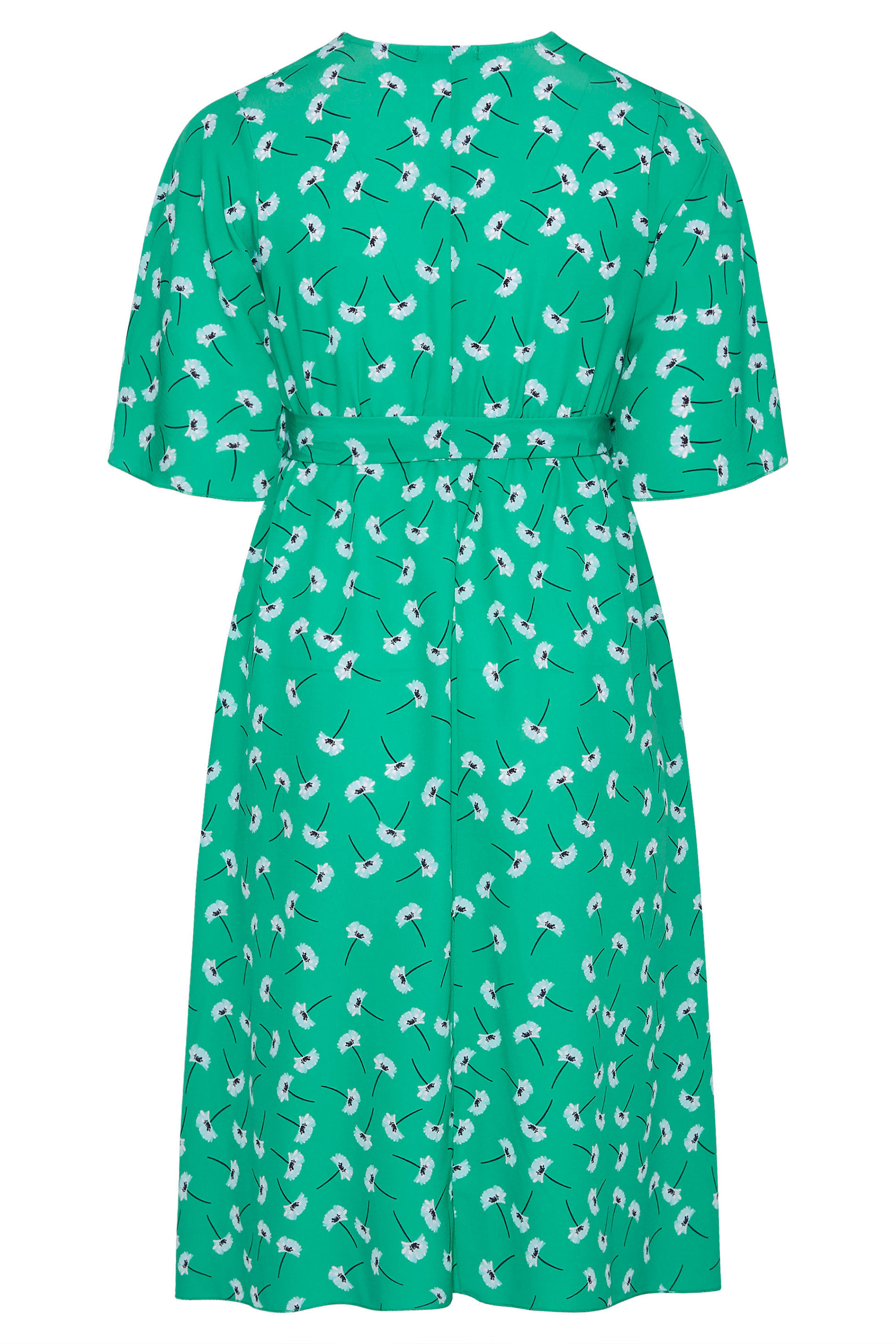 Robes Grande Taille Grande taille  Robes Portefeuilles | YOURS LONDON - Robe Verte Floral Style Portefeuille - NU44321