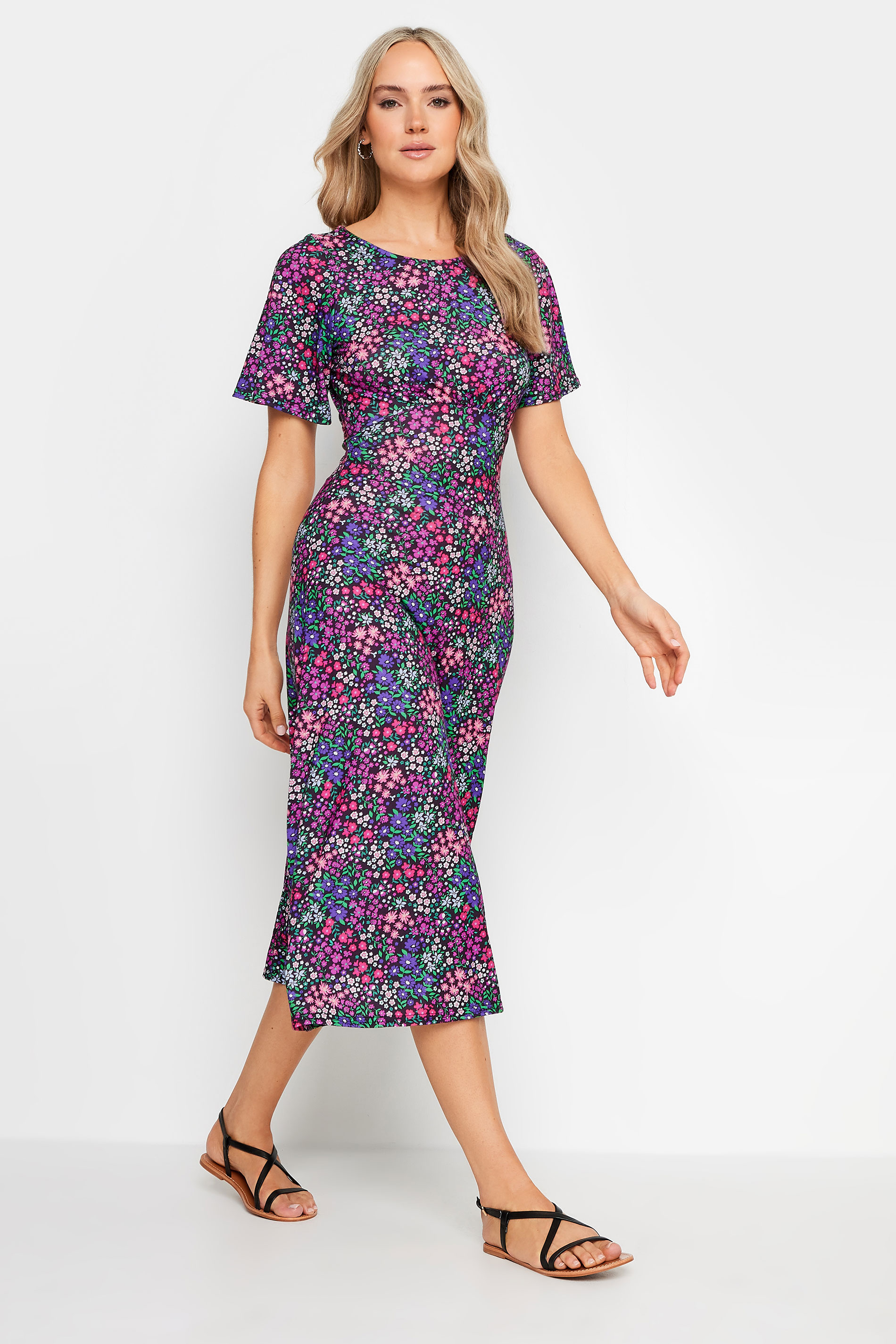 LTS Tall Women's Purple Floral Print Midi Dress | Long Tall Sally 2
