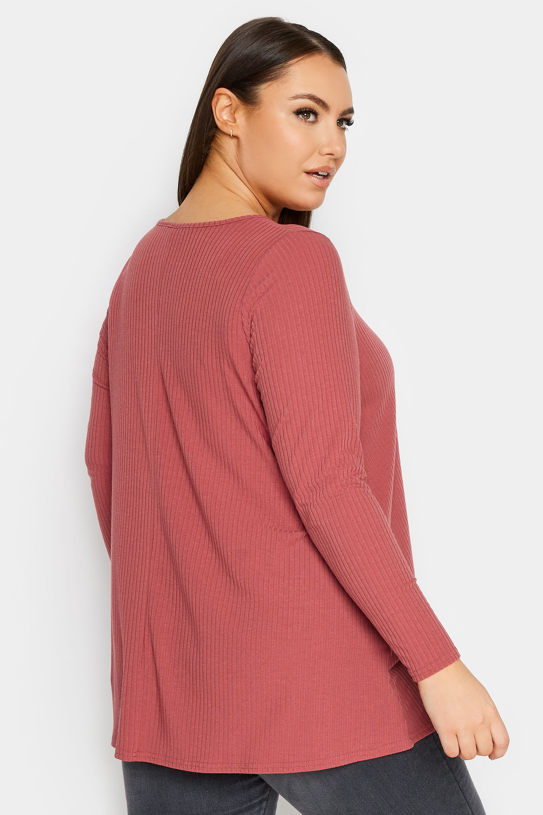 YOURS Plus Size Red Ribbed Swing T-Shirt | Yours Clothing 3