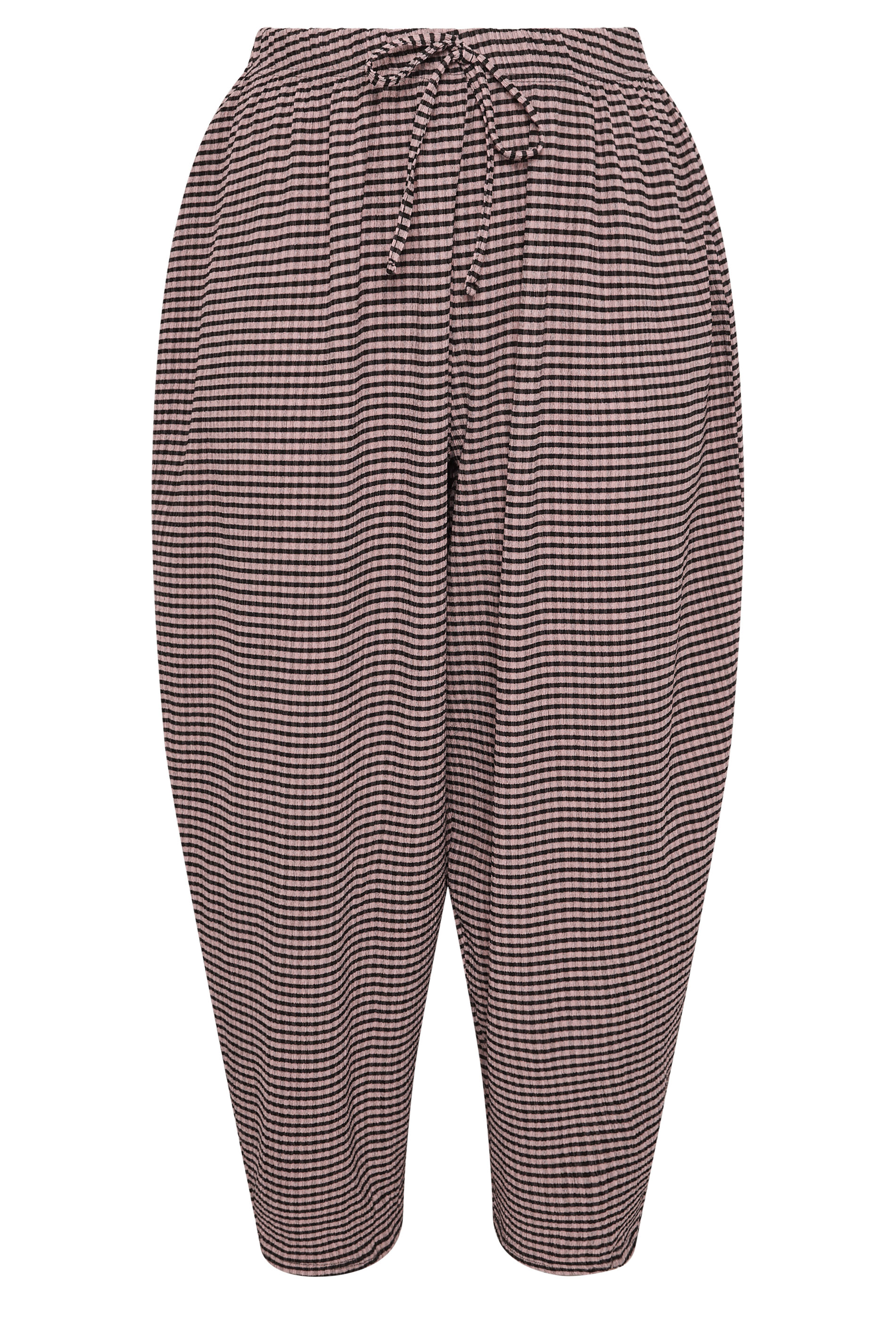 LIMITED COLLECTION Plus Size Pink Gingham Crinkle Wide Leg Trousers | Yours Clothing 5