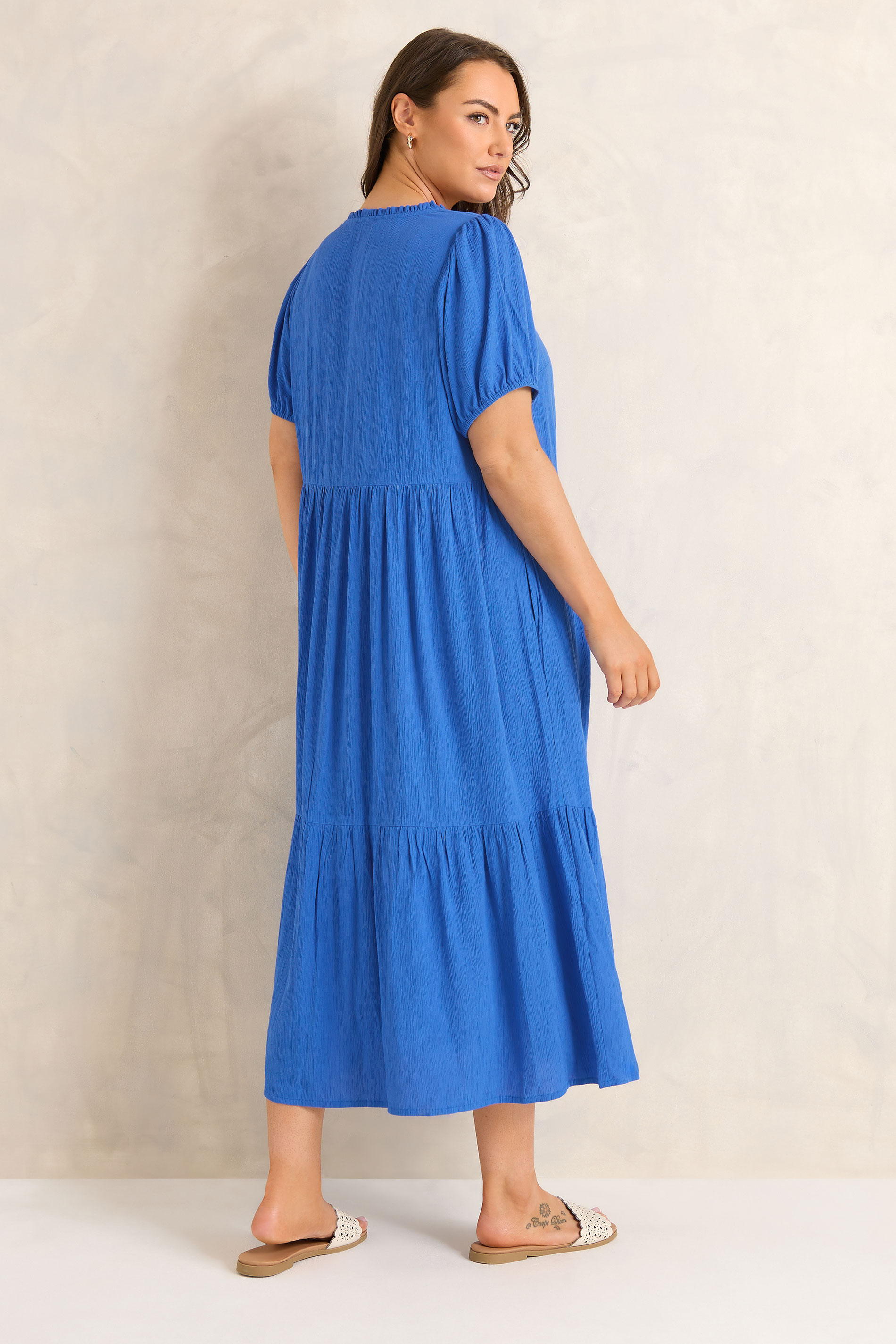 EVANS Plus Size Cobalt Blue Tiered Dress | Evans 2