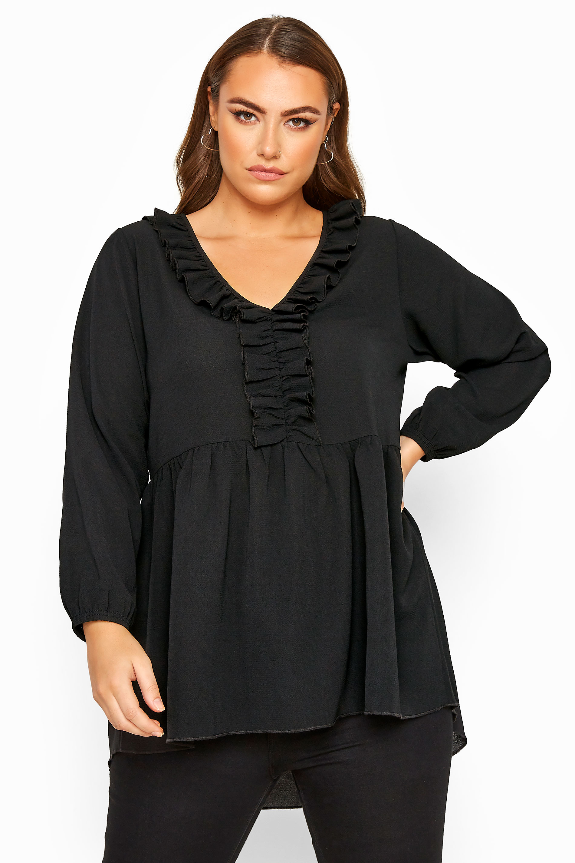 LIMITED COLLECTION Black Frill Blouse | Yours Clothing