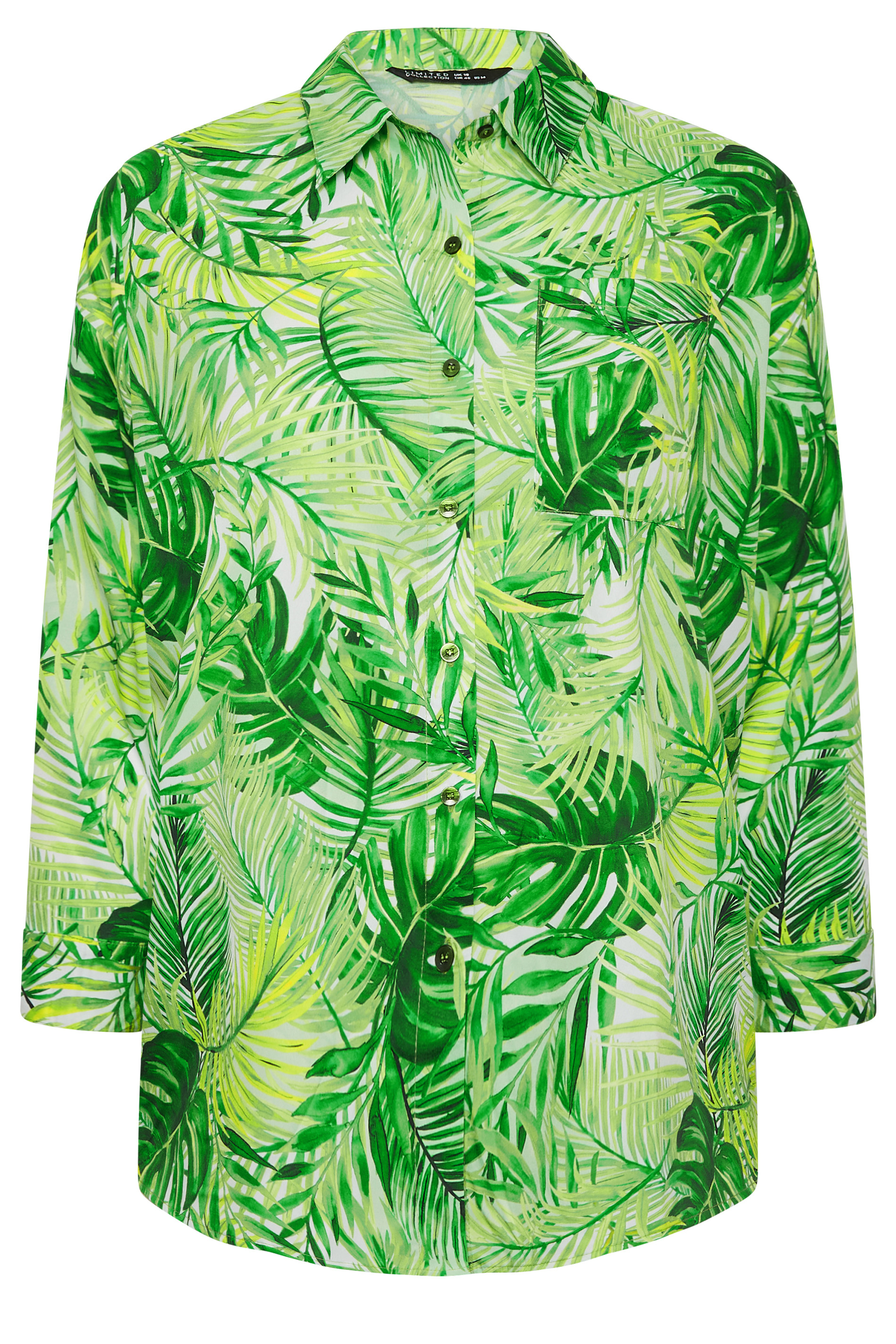 LIMITED COLLECTION Plus Size Green Leaf Print Shirt | Yours Clothing