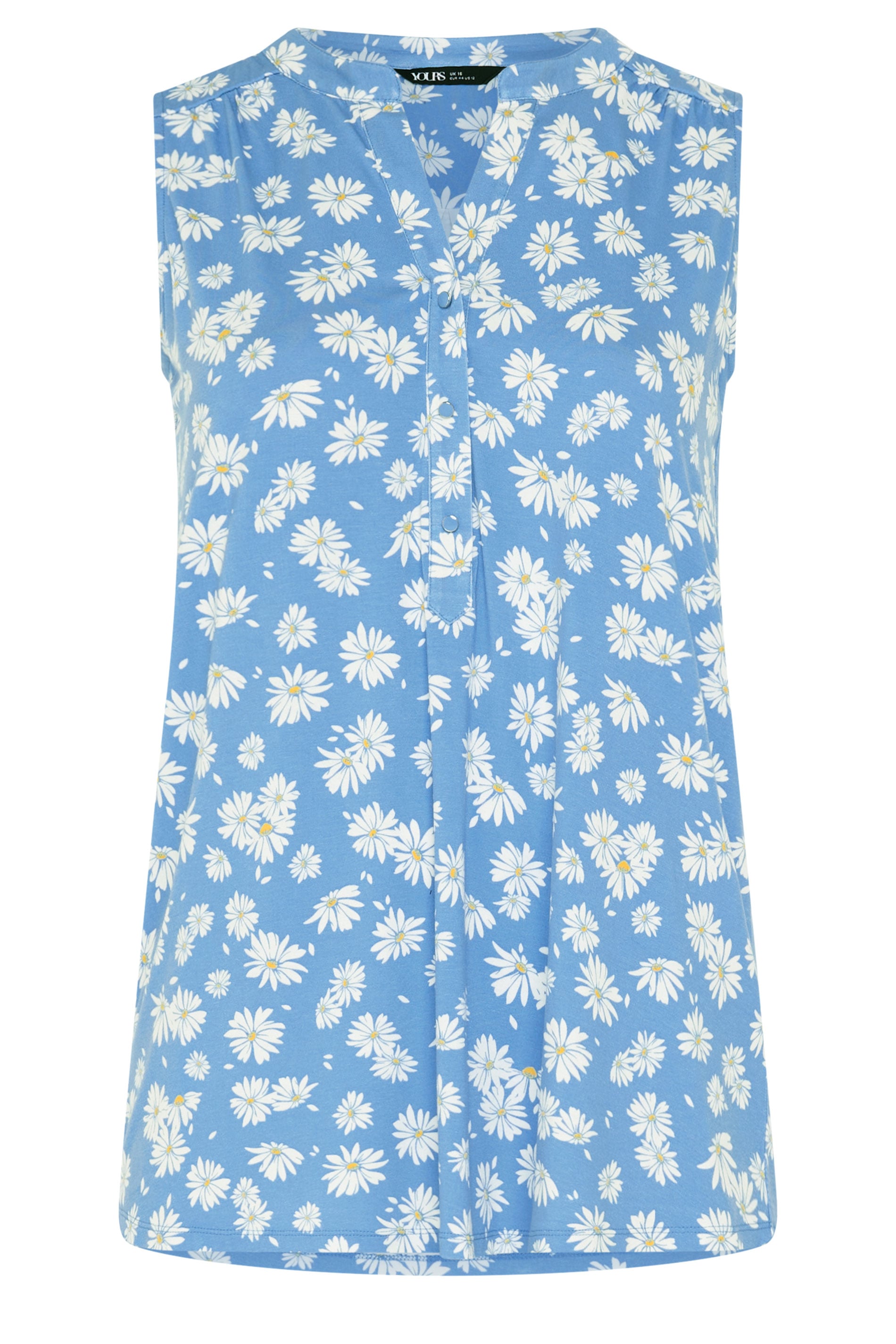 YOURS Plus Size Blue Daisy Sleeveless Swing Blouse | Yours Clothing 5