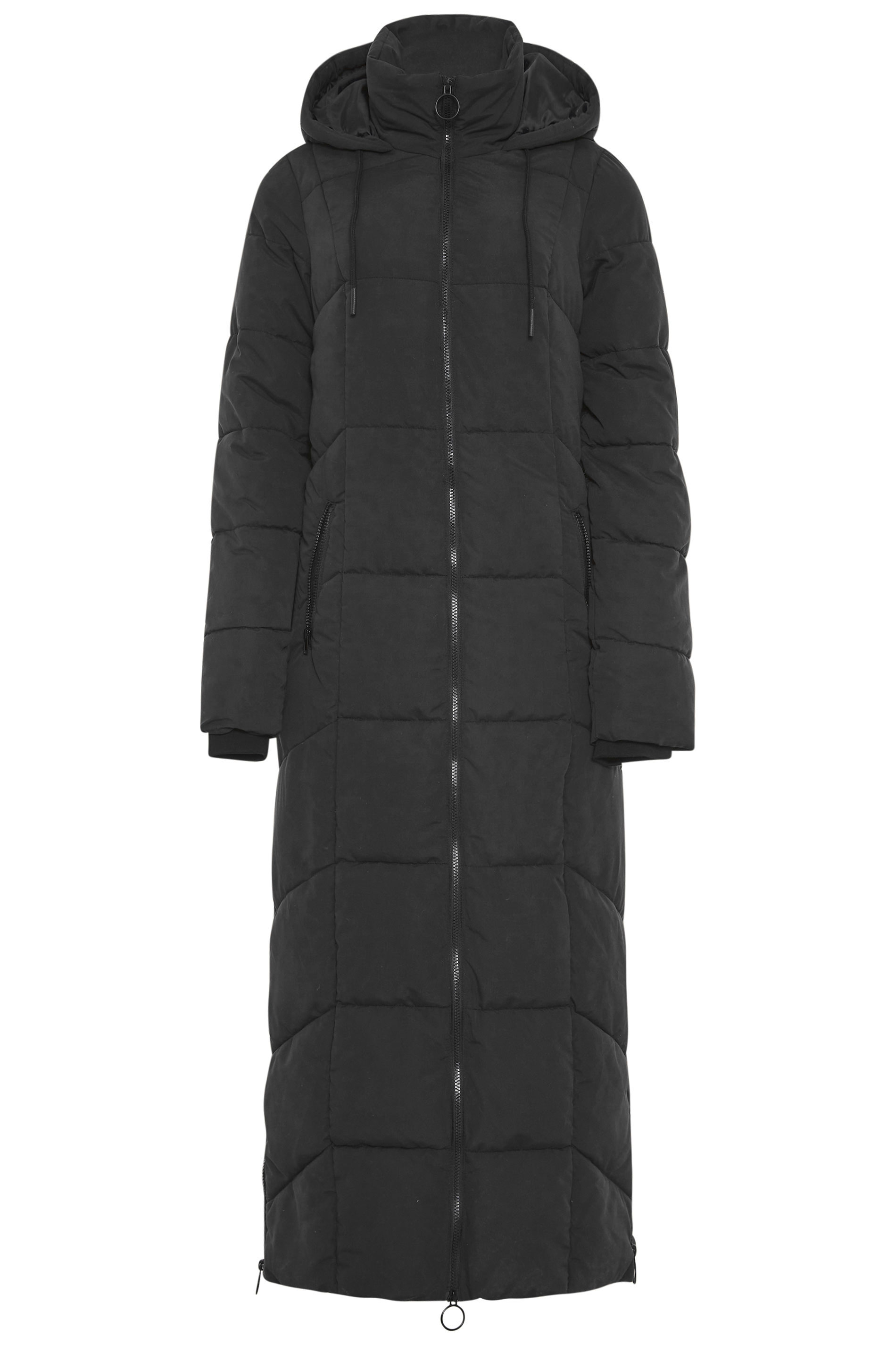 Tall Women's Black Longline Puffer Coat | Long Tall Sally