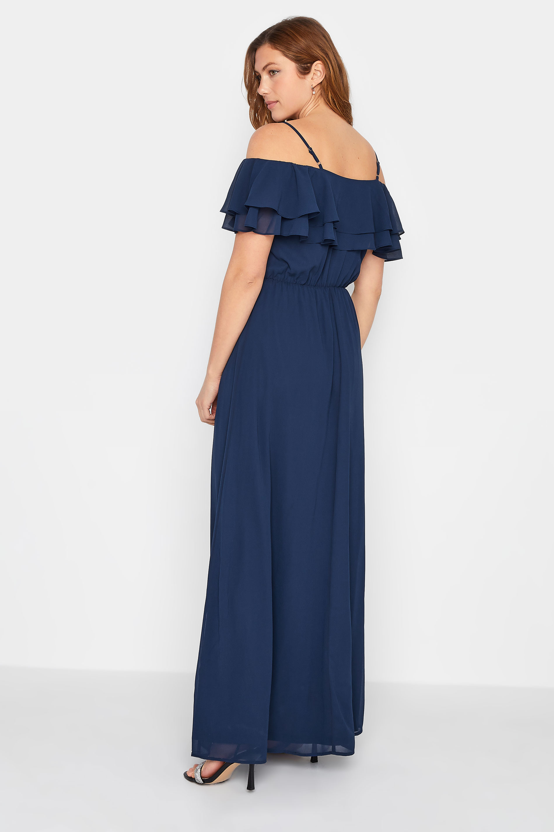 LTS Tall Women's Navy Blue Ruffle Maxi Dress | Long Tall Sally  3