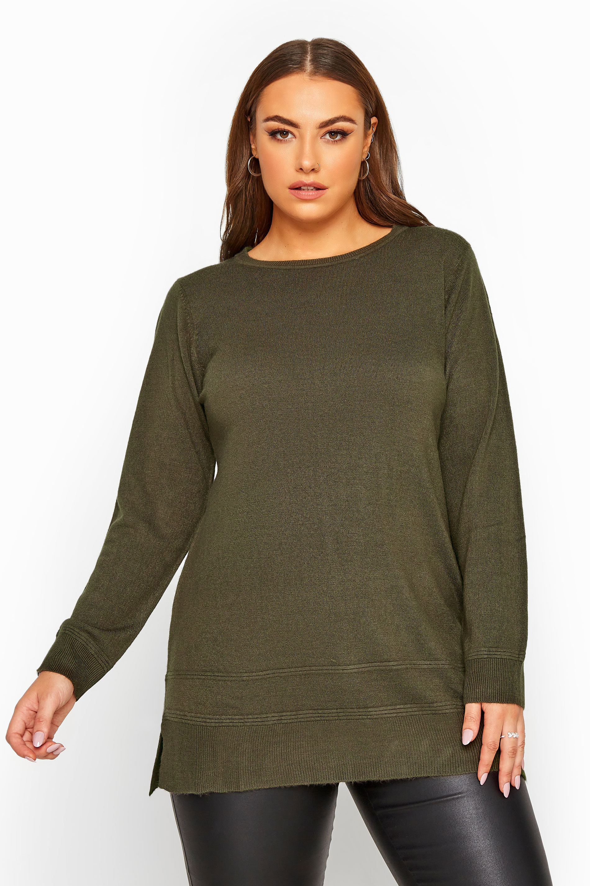 Khaki Cashmilon Knitted Jumper Yours Clothing