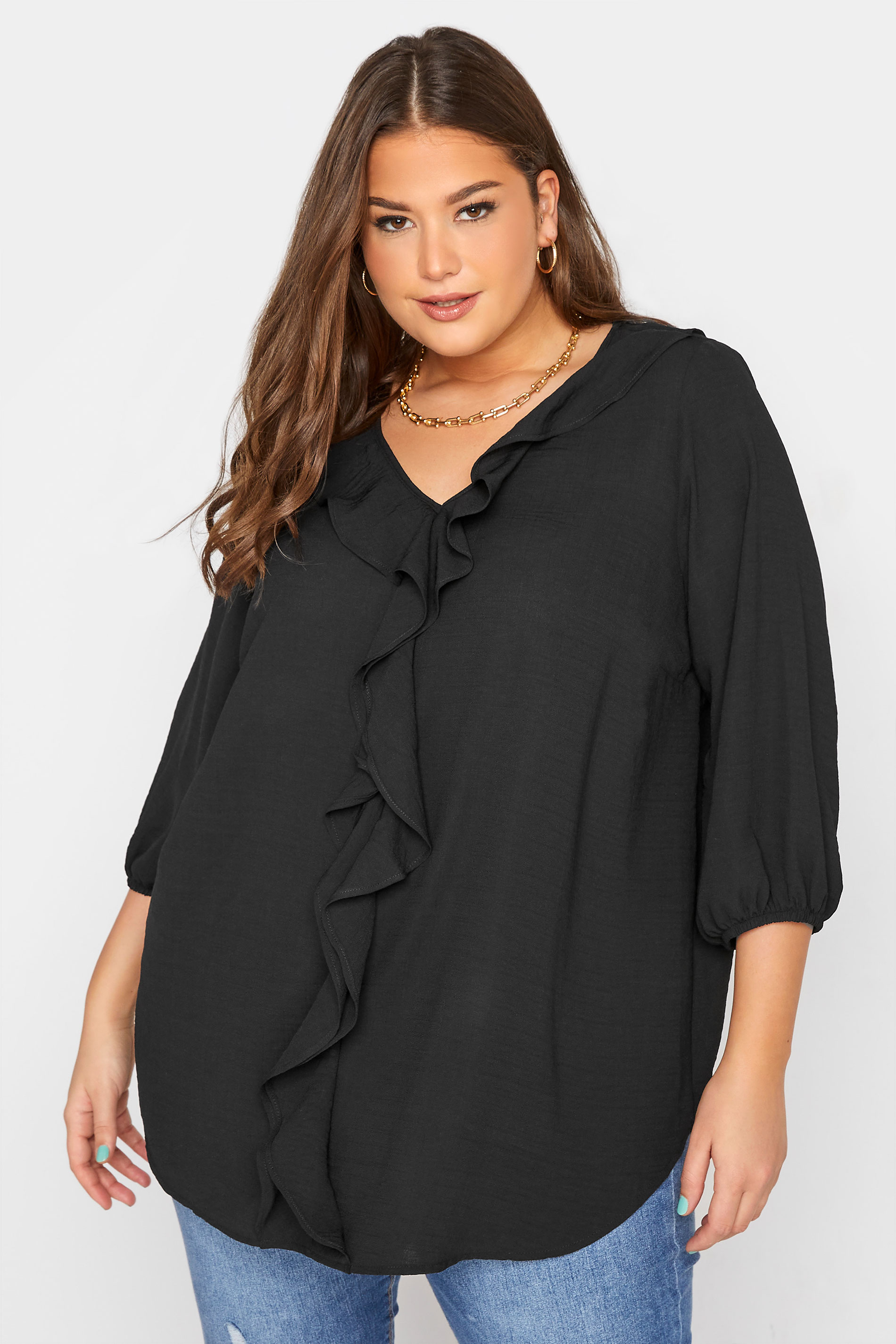 Curve Black Frill Front Blouse_A.jpg