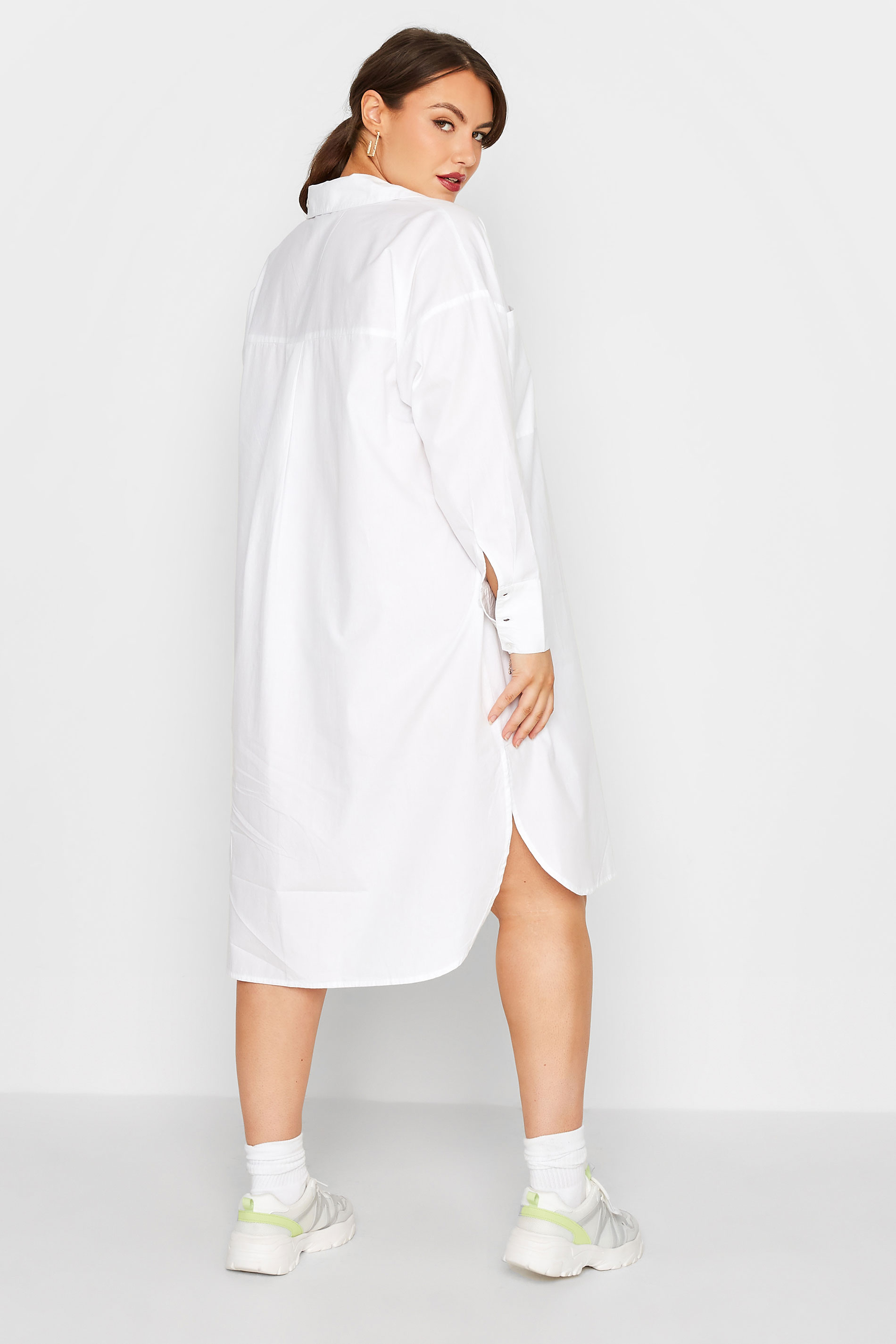 LIMITED COLLECTION Plus Size White Midi Shirt Dress | Yours Clothing 3
