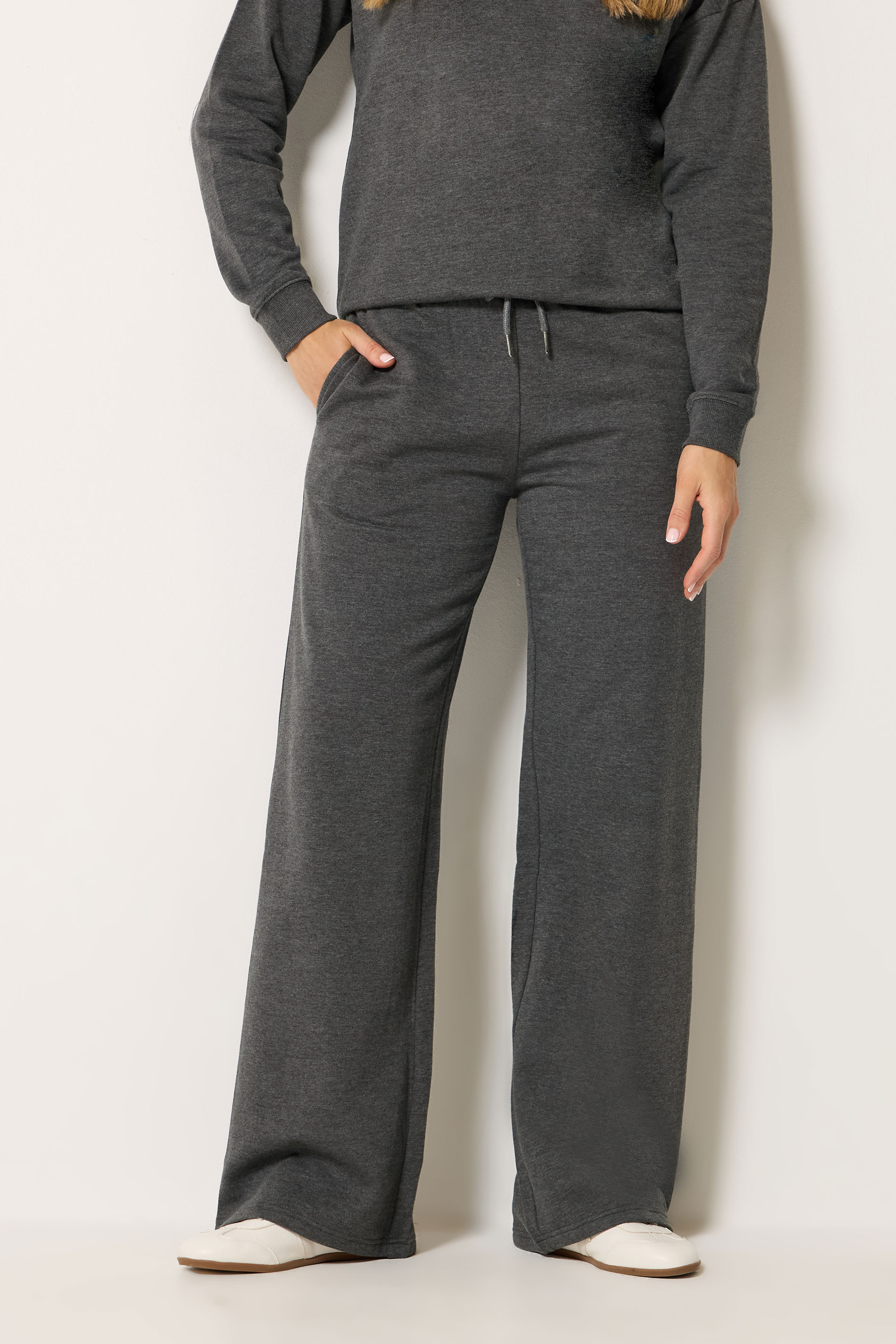 LTS Tall Women's Charcoal Grey Wide Leg Joggers | Long Tall Sally 1