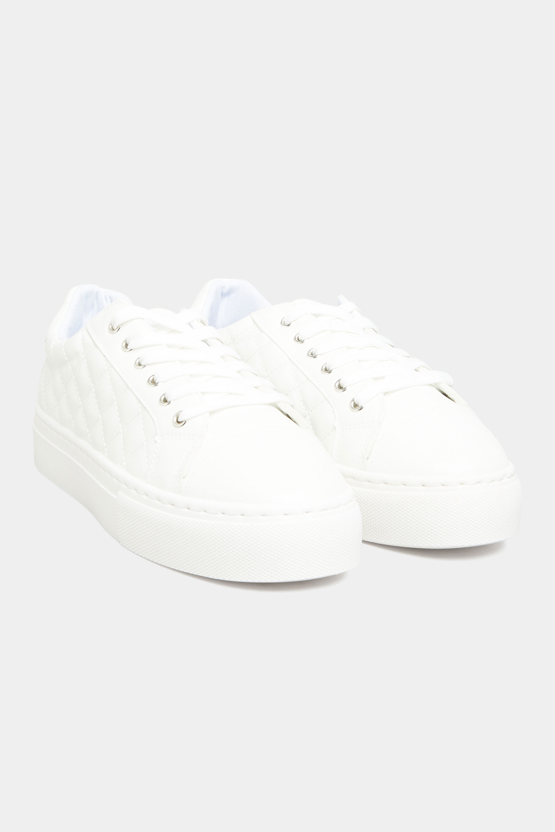 White Quilted Trainers In  Extra Wide EEE Fit_A.jpg