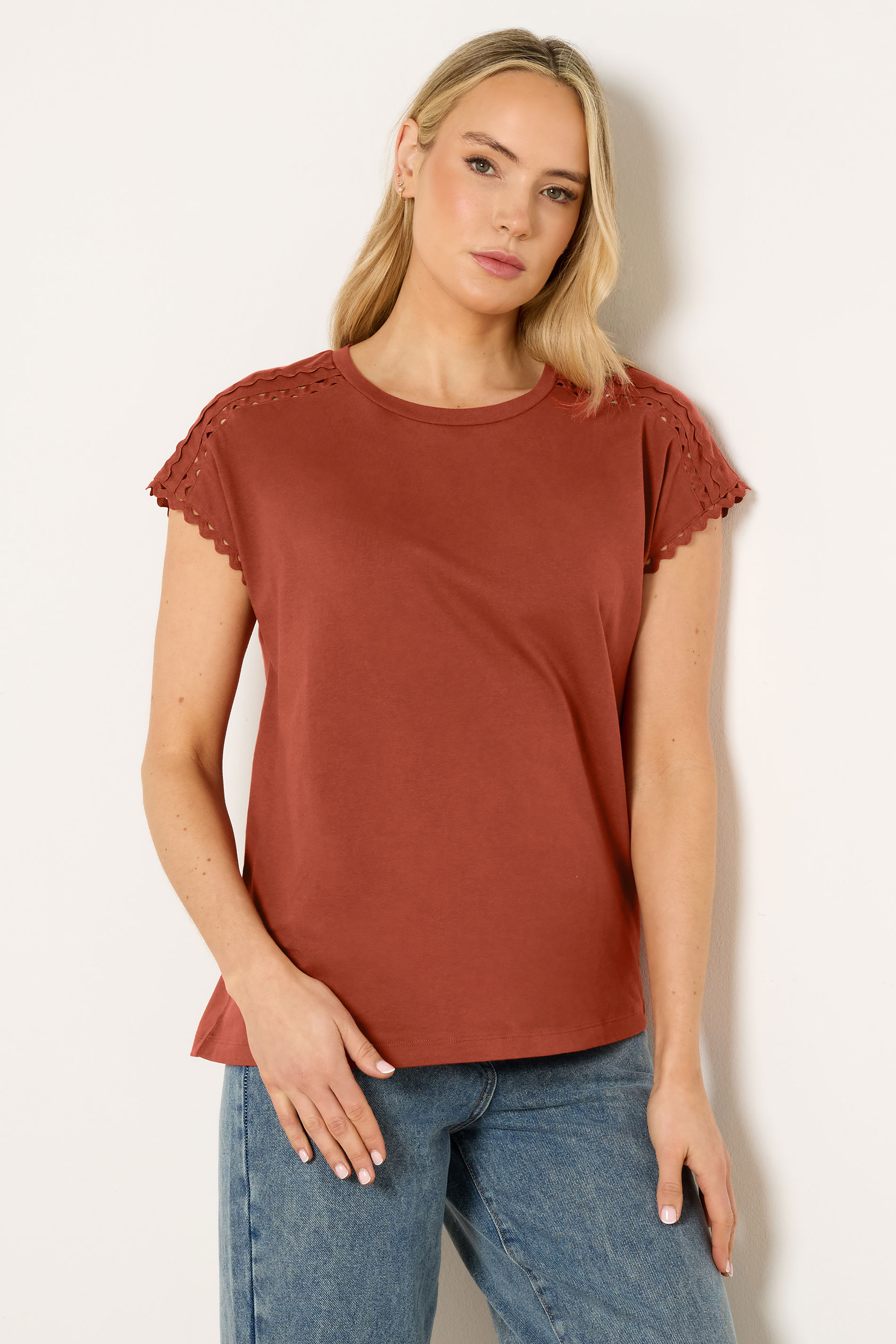 LTS Tall Women's Rust Orange Swirl Hem Cotton T-Shirt | Long Tall Sally 3