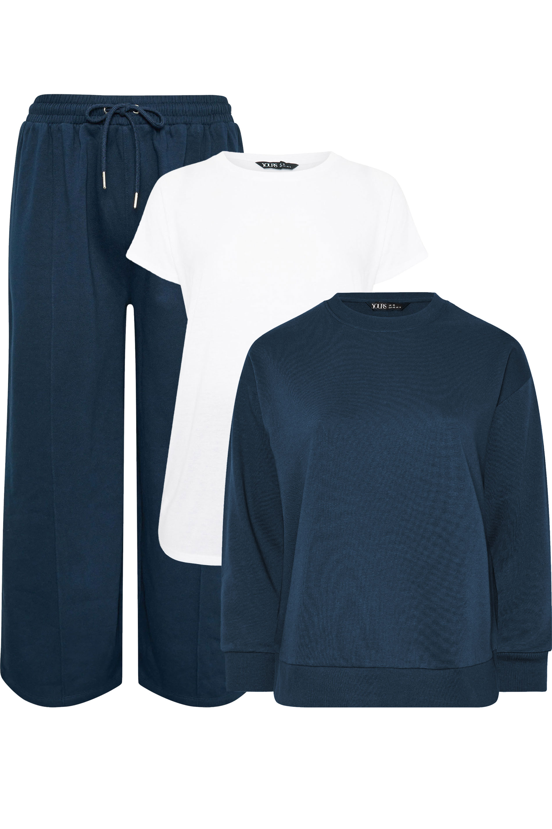 YOURS Plus Size Navy Blue Sweatshirt Jogger & T-Shirt Set | Yours Clothing 3