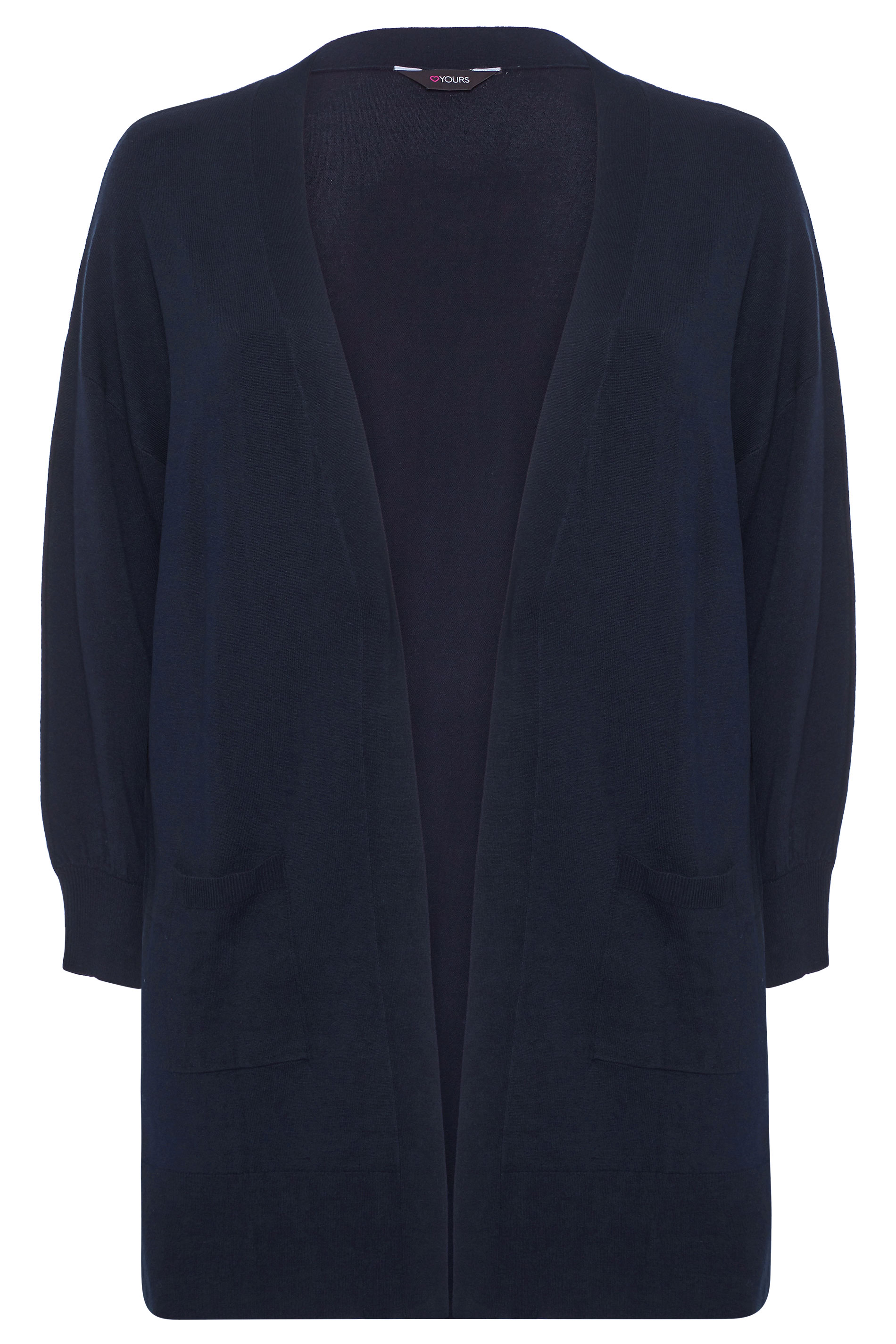 Plus Size Curve Navy Blue Balloon Sleeve Fine Knit Cardigan | Yours Clothing
