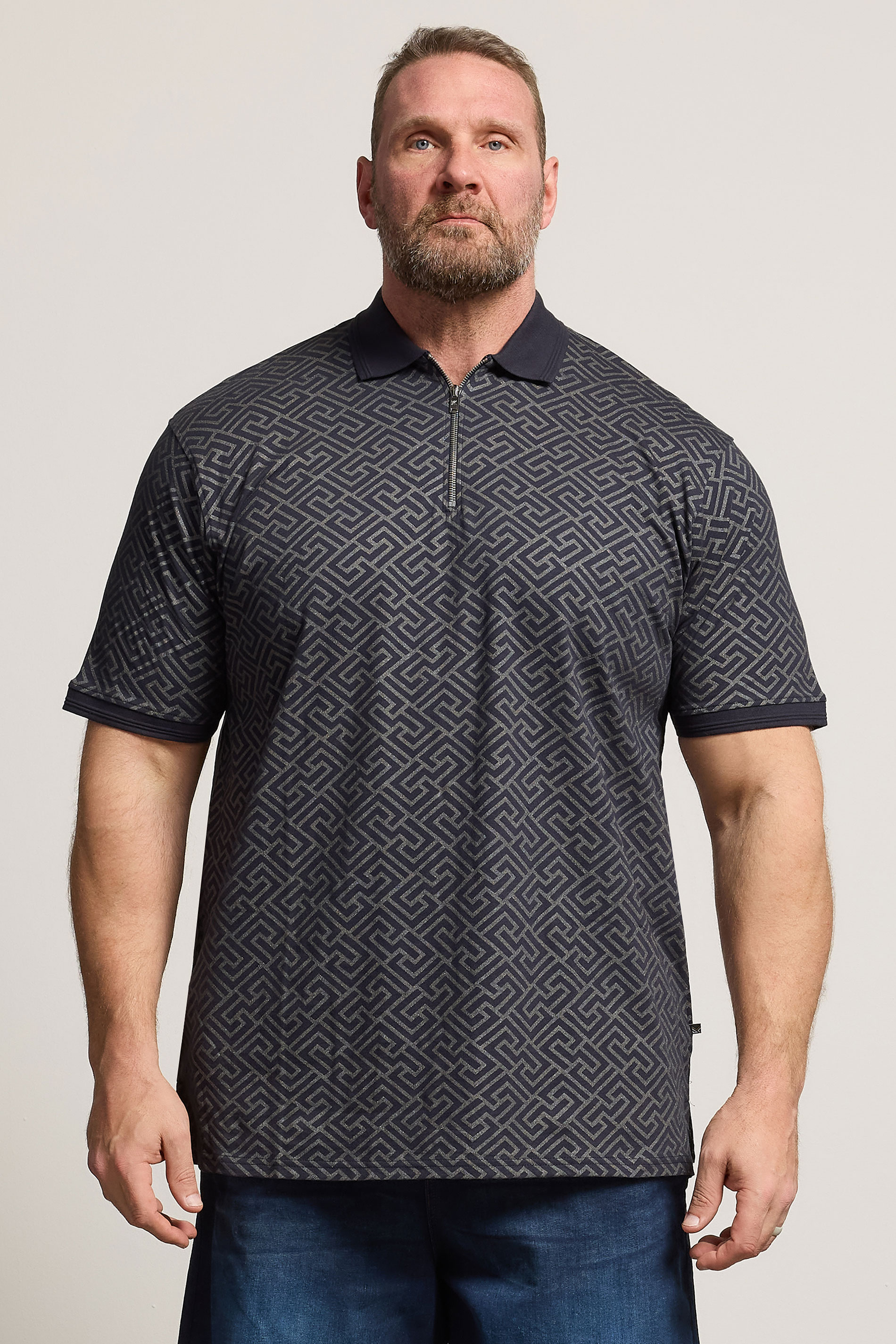 KAM Big & Tall Navy Blue Foil Print Polo Shirt | BadRhino 3