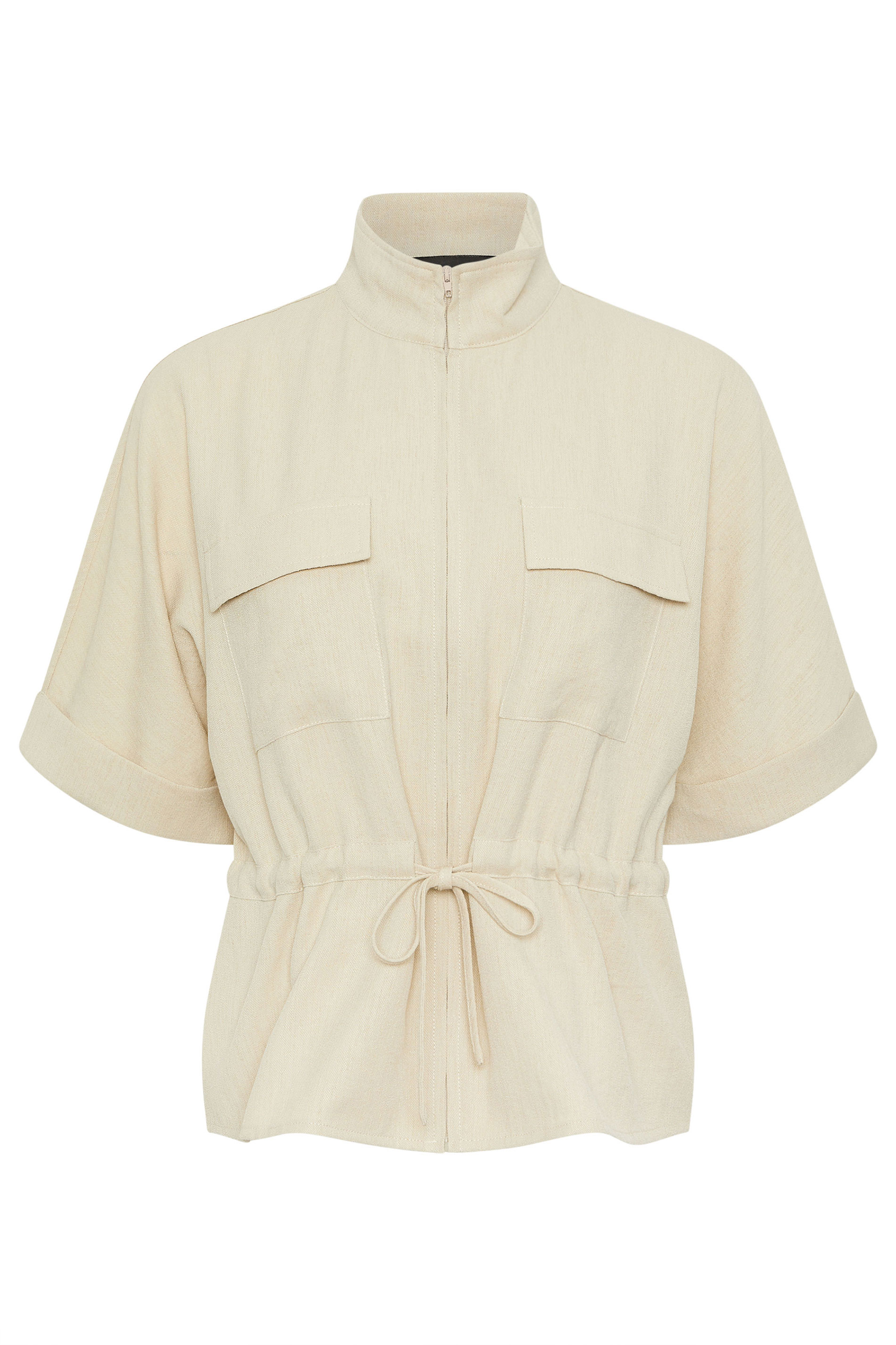 PixieGirl Petite Women's Natural Brown Funnel Neck Shacket | PixieGirl 6