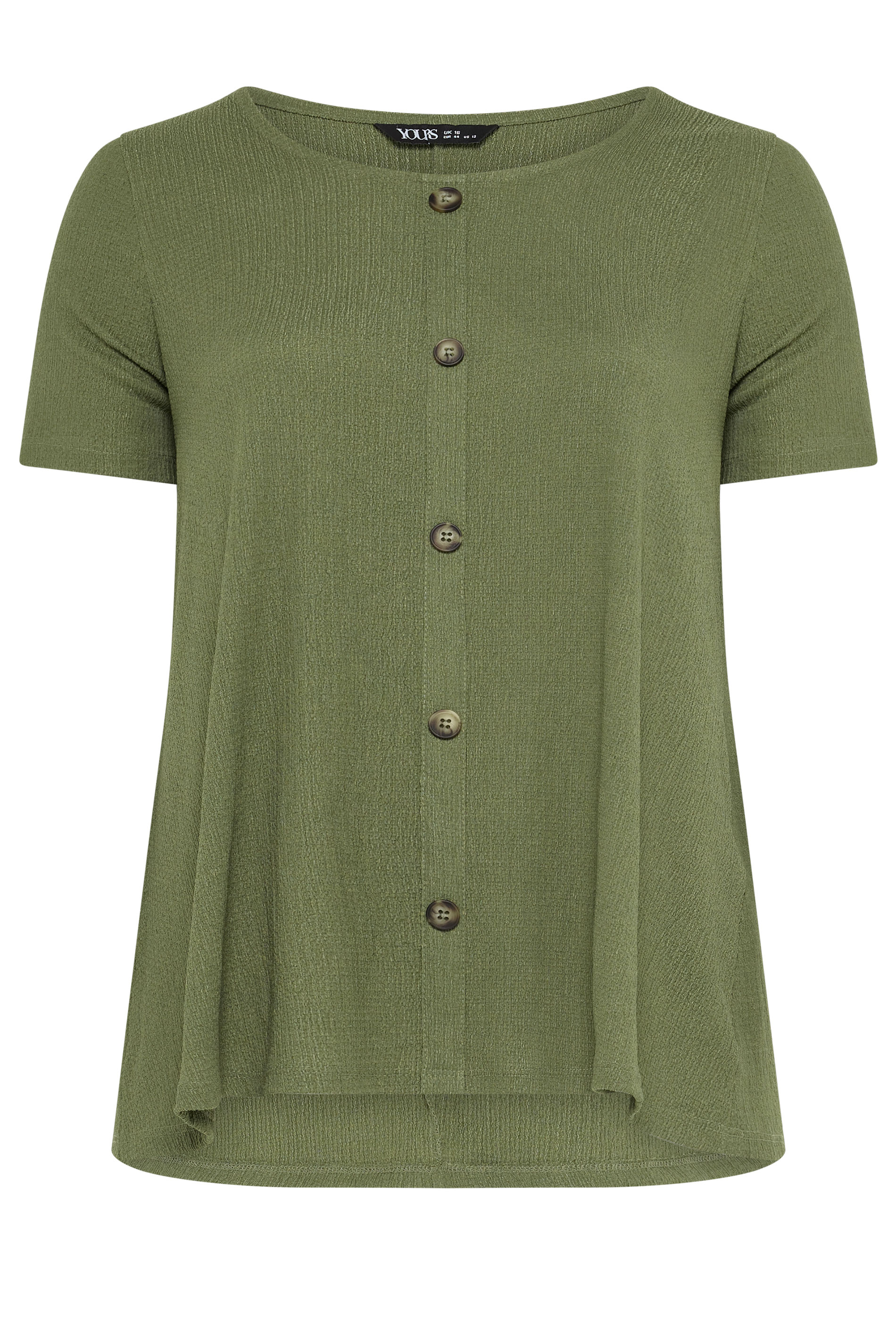YOURS Plus Size Olive Green Crinkle T-Shirt | Yours Clothing 5