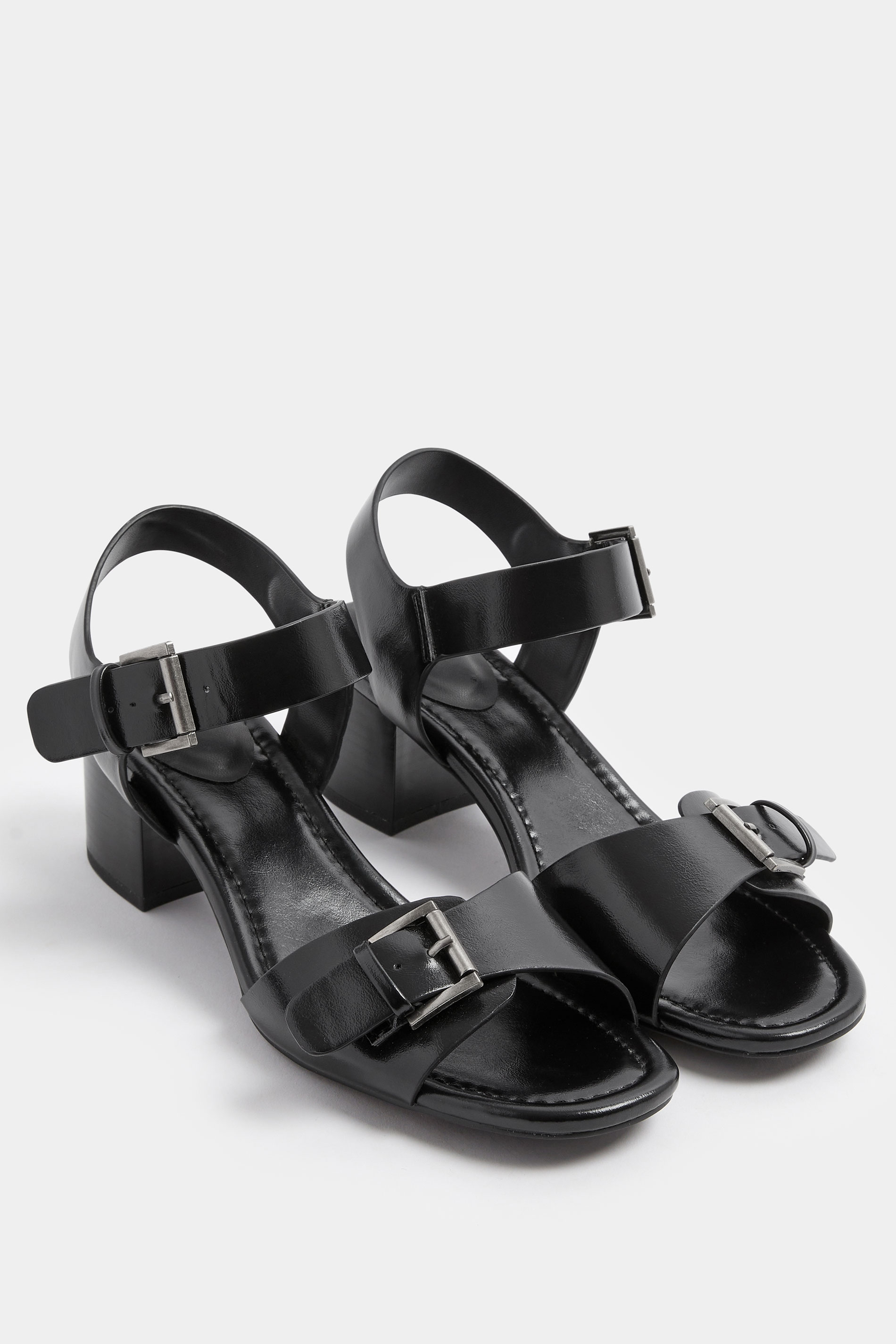LTS Black Buckle Block Heel In Standard Fit | Long Tall Sally 3