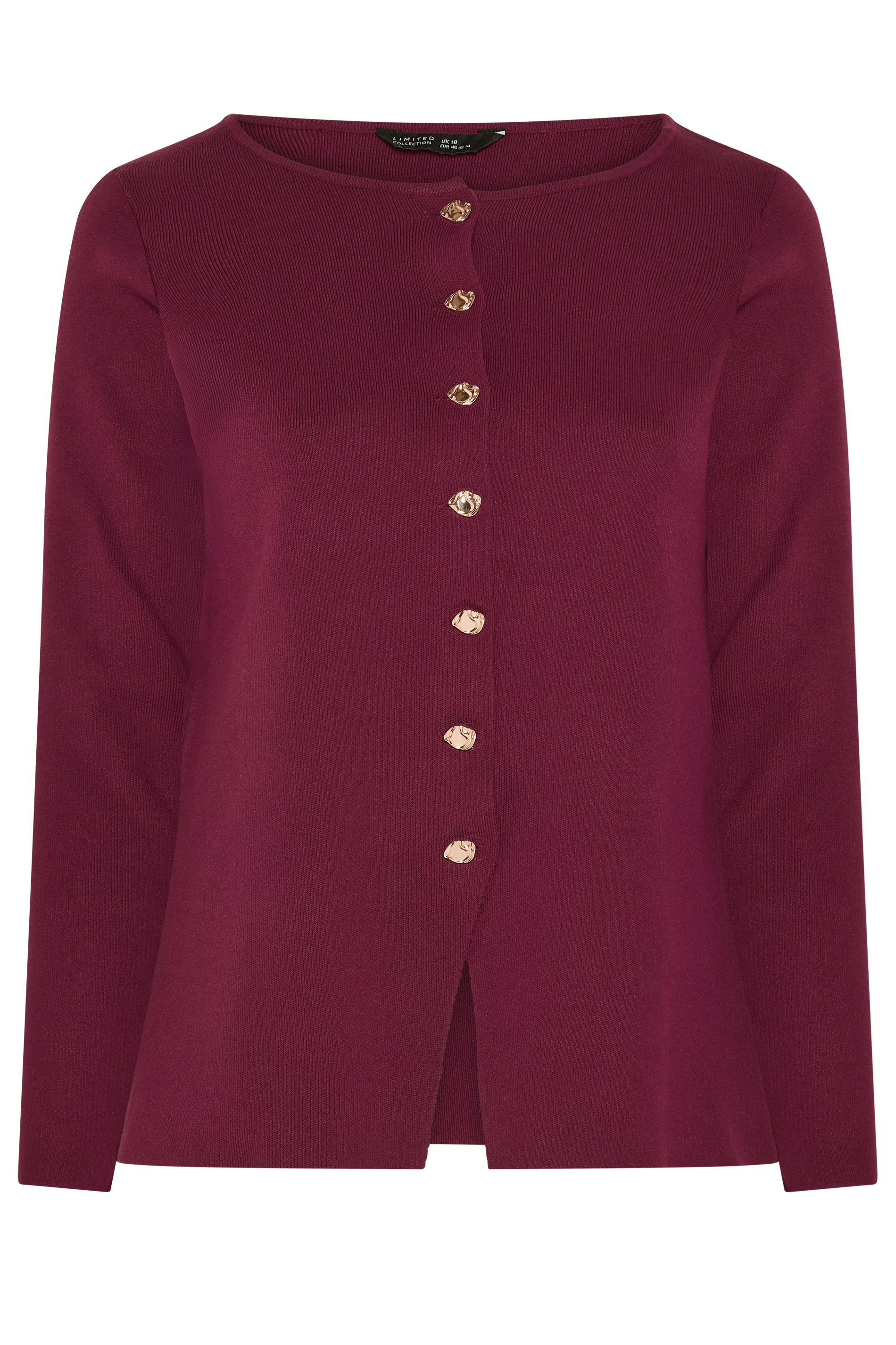 LIMITED COLLECTION Plus Size Cobalt Burgundy Red Compacted Knit Cardigan | Yours Clothing 7
