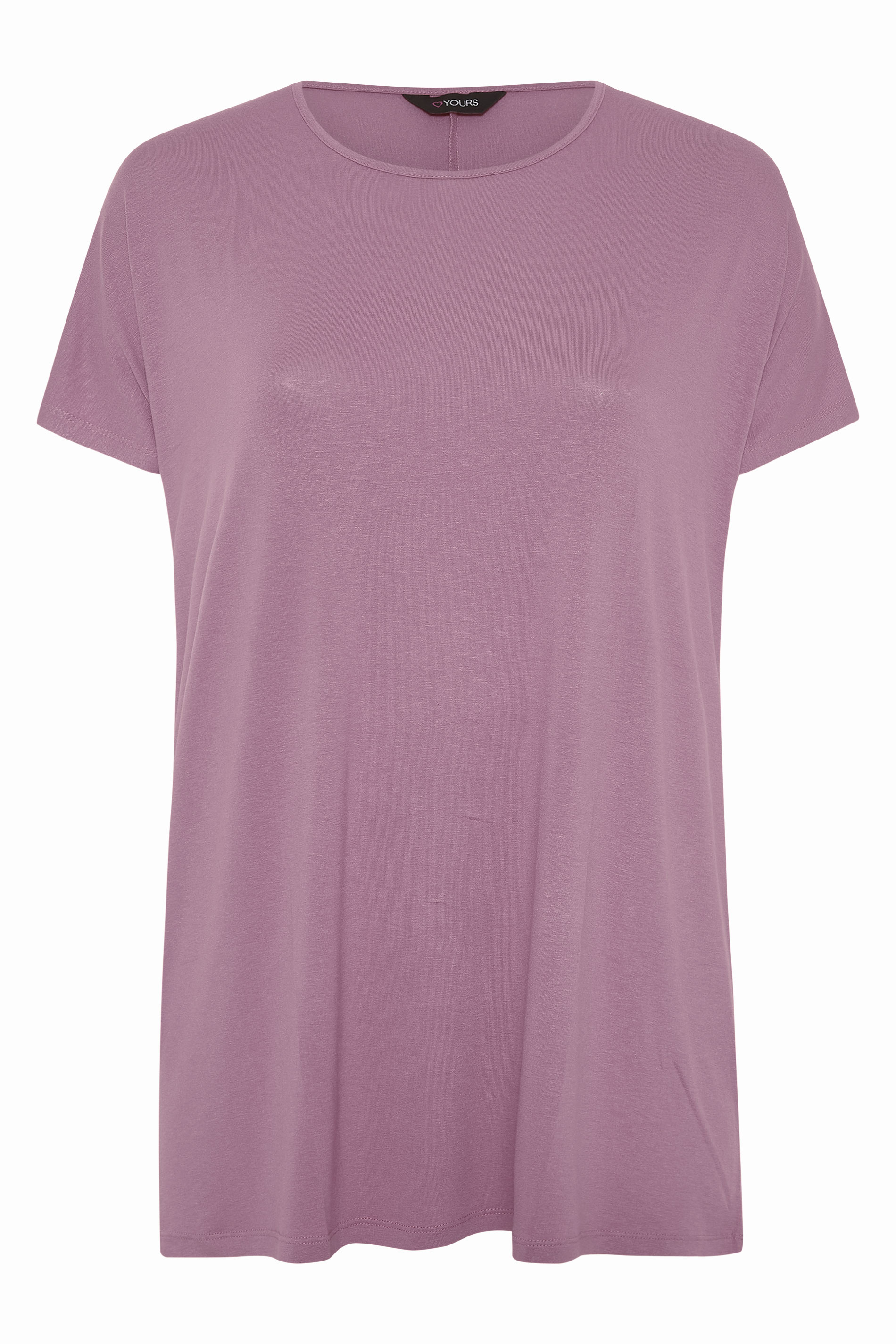 Plus Size Mauve Dipped Hem Short Sleeved T-Shirt | Yours Clothing
