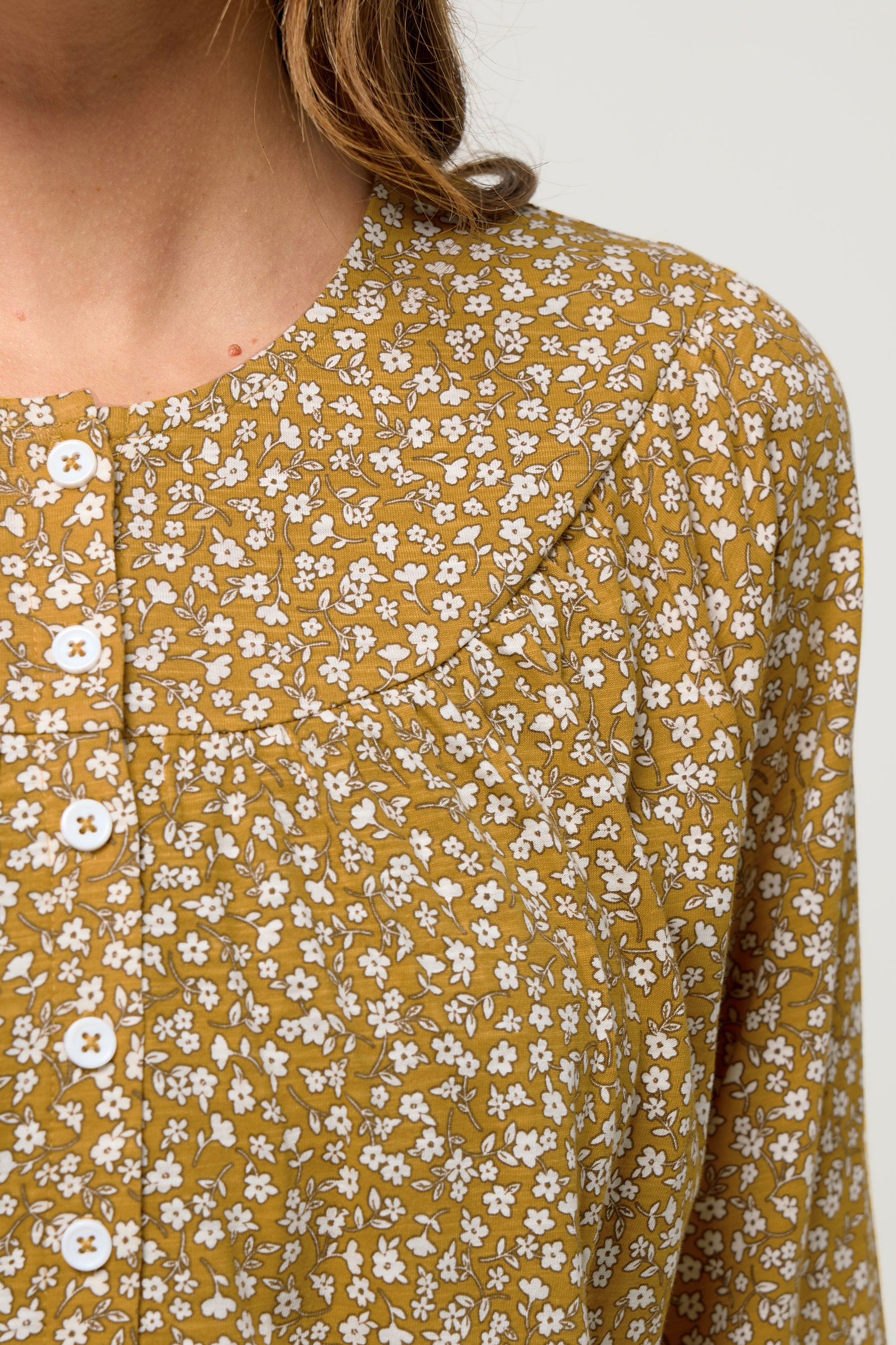 M&Co Mustard Yellow Floral Print Cotton Blouse | M&Co 5