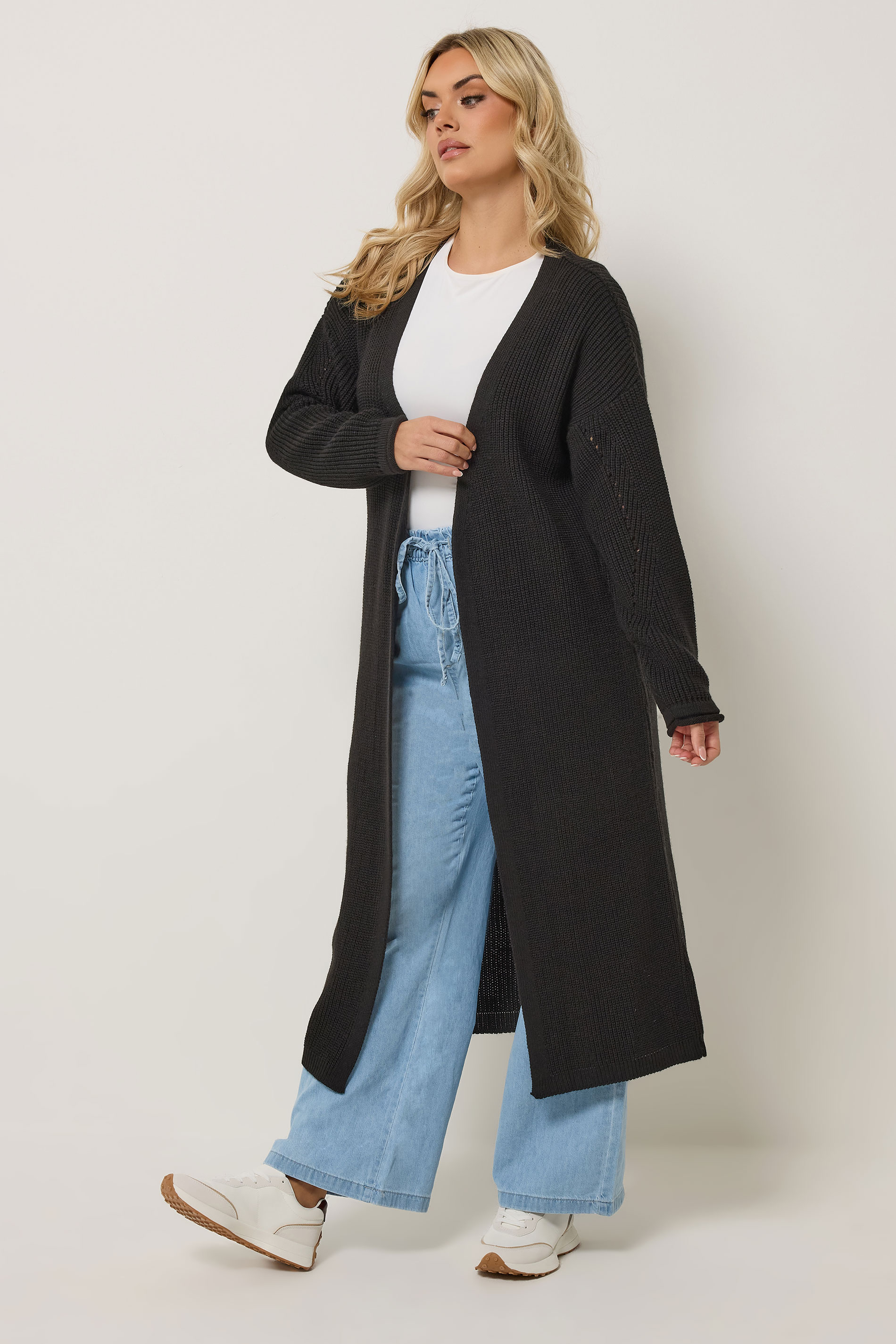 YOURS Plus Size Black Maxi Knitted Cardigan | Yours Clothing 3