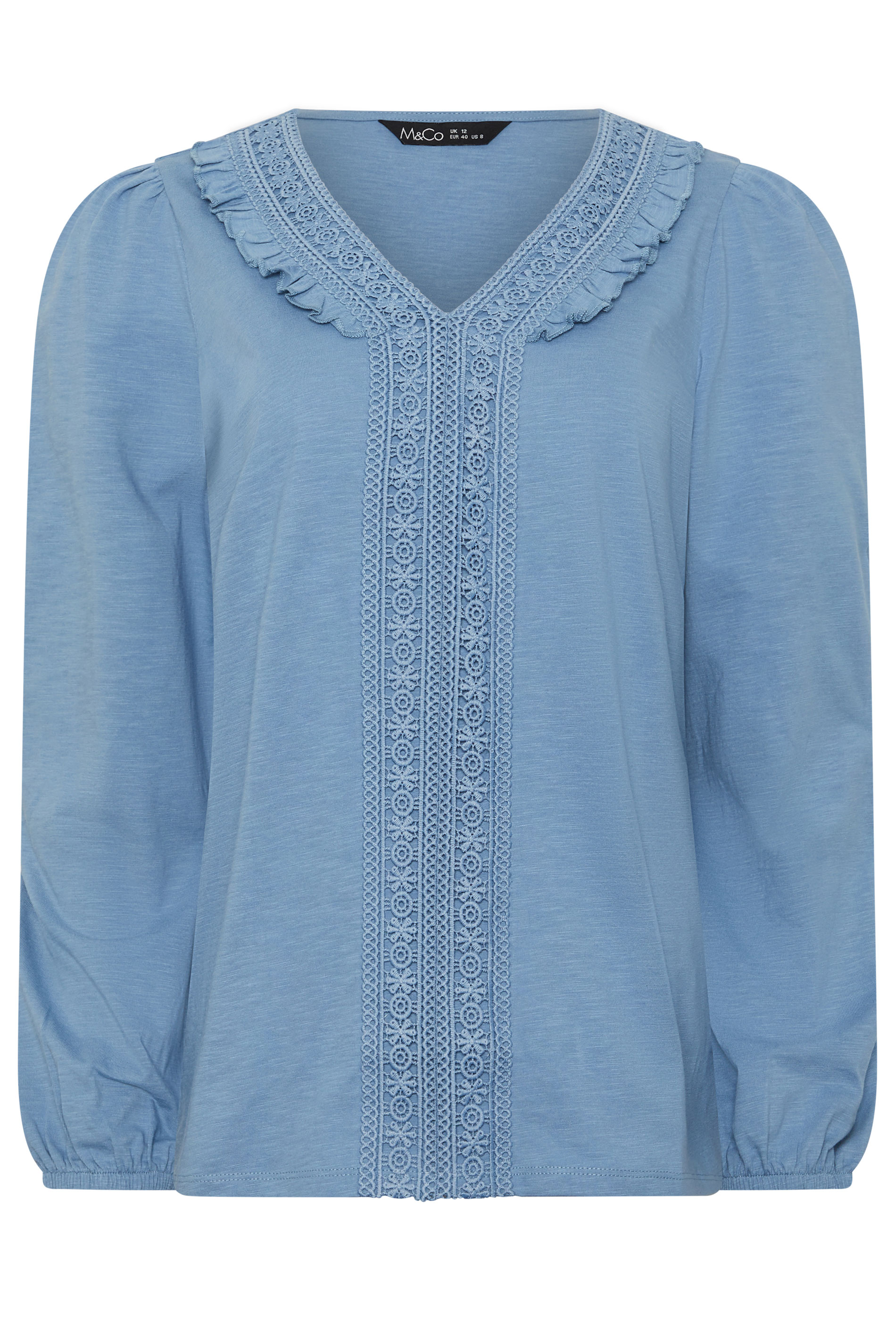 M&Co Blue Frill Cotton Blouse | M&Co 5