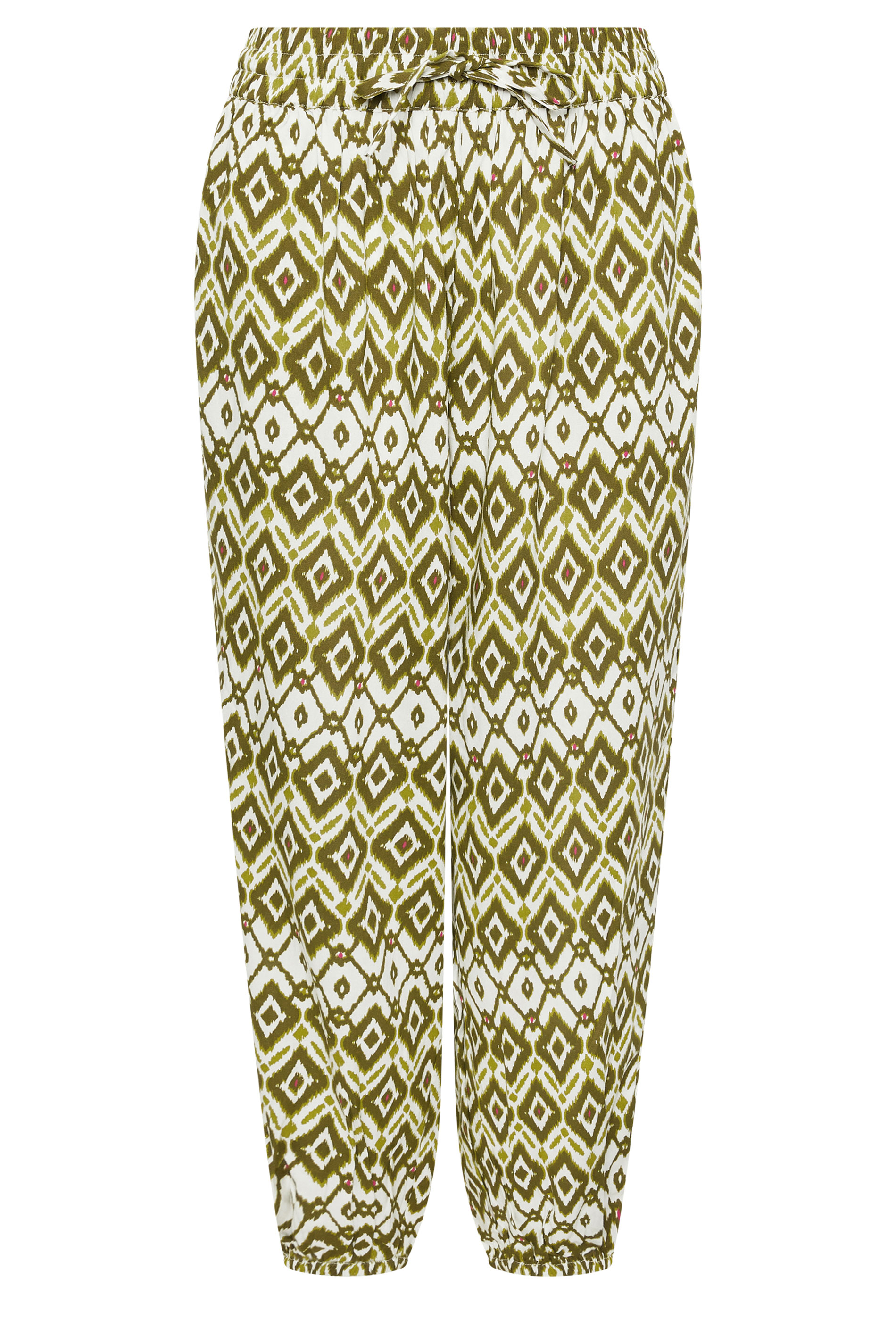 PixieGirl Petite Women's Green Abstract Harem Trousers | PixieGirl 5