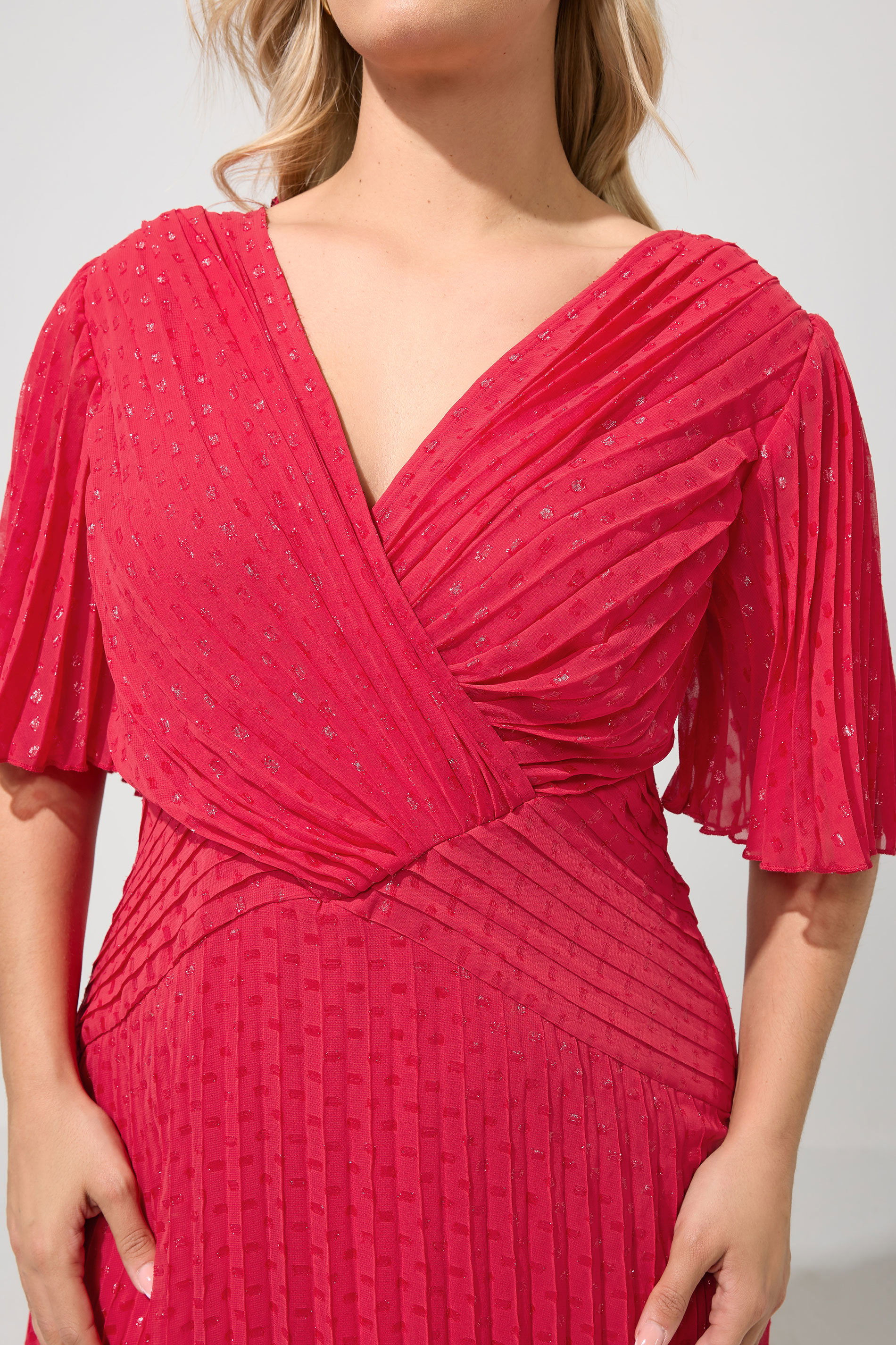 YOURS LONDON Plus Size Red Chocolate Brown Metallic Dobby Wrap Dress | Yours Clothing 4