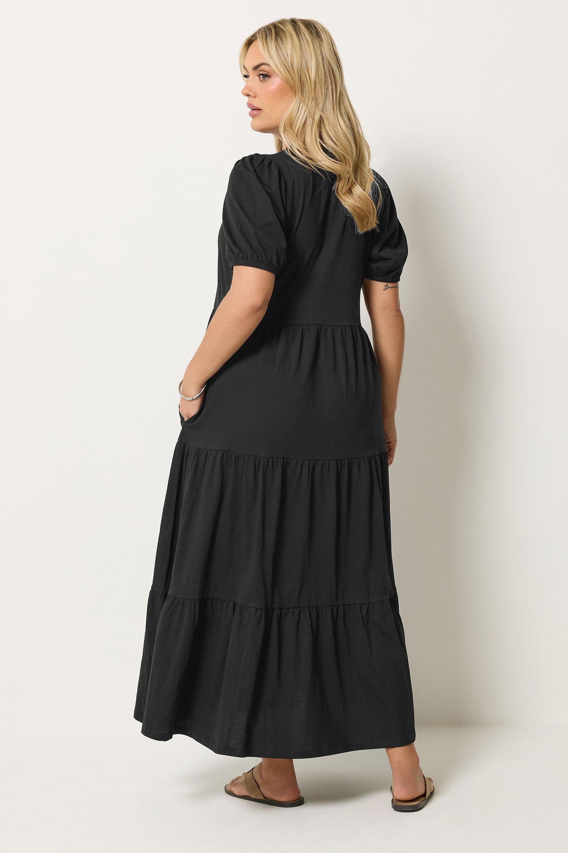 YOURS Plus Size Black Puff Sleeve Dress | Yours Clothing 2