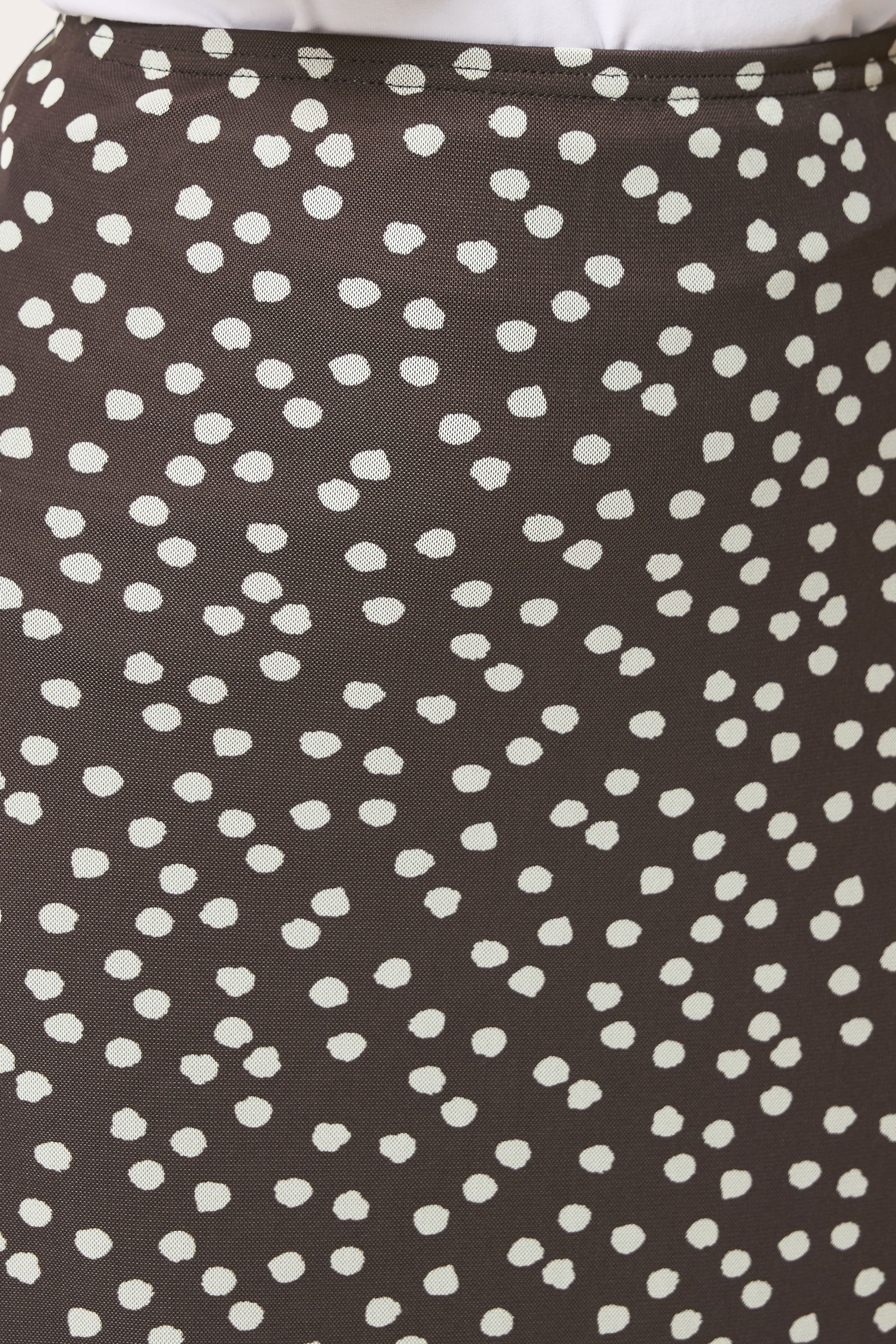 LTS Tall Women's Chocolate Brown Polka Dot Dipped Hem Mesh Midi Skirt | Long Tall Sally 5