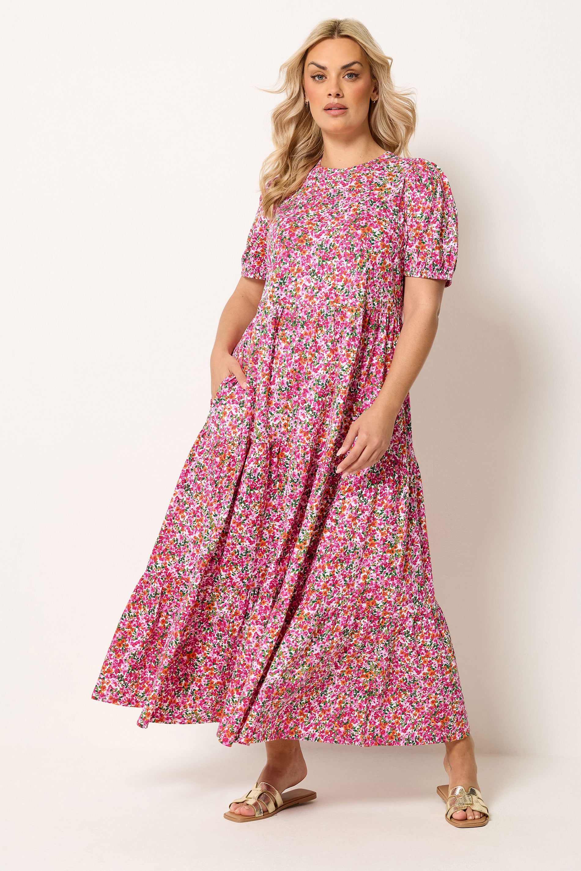 YOURS Plus Size Pink Floral Summer Dress | Yours Clothing 1