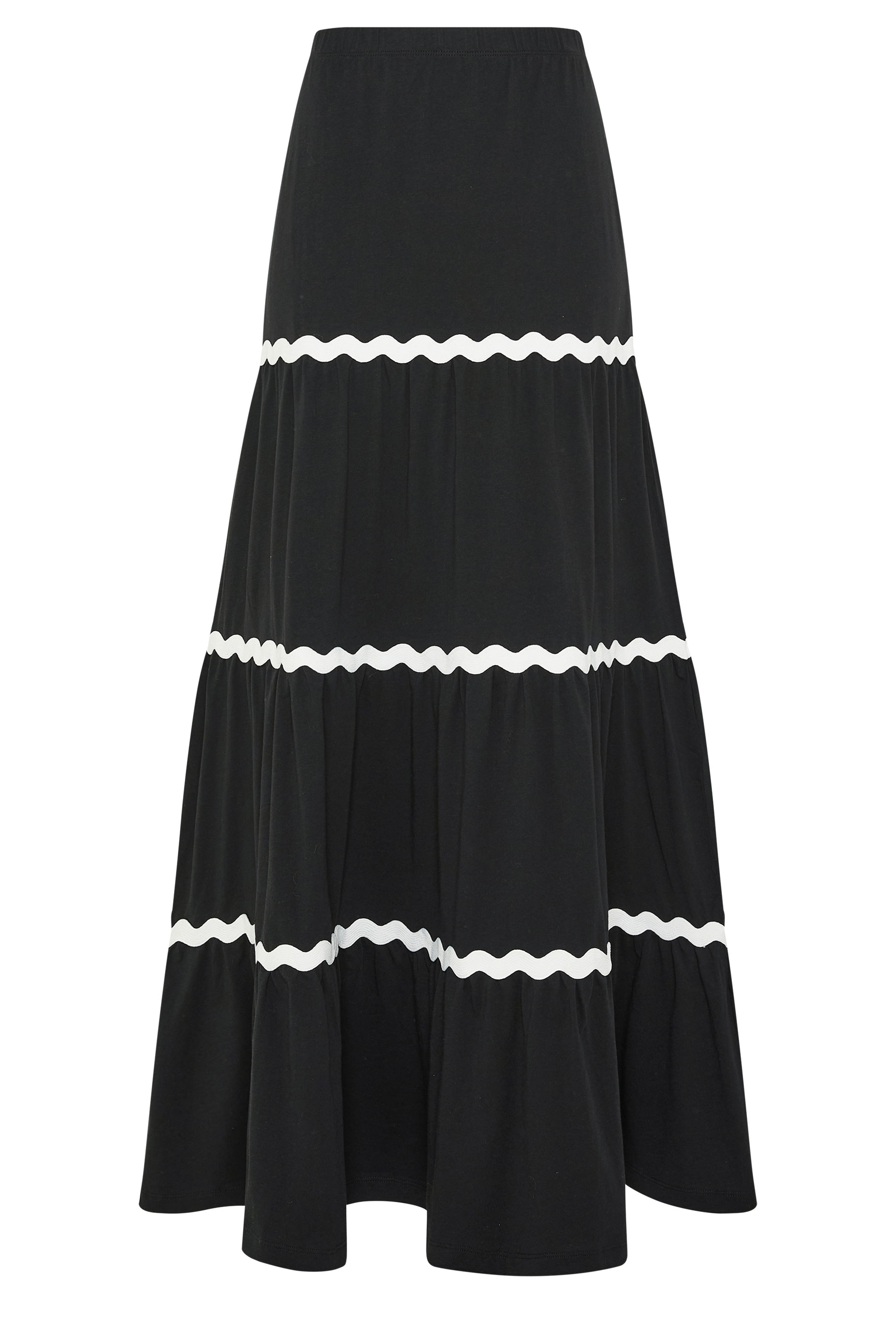 LTS Tall Women's Black Contrast Swirl Cotton Maxi Skirt | Long Tall Sally 5