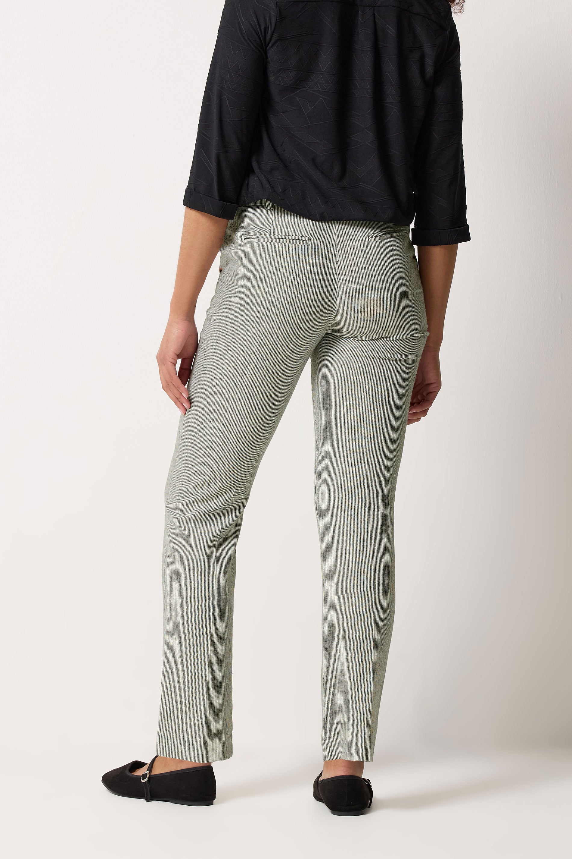 M&Co Grey Stripe Tailored Linen Trousers | M&Co 2