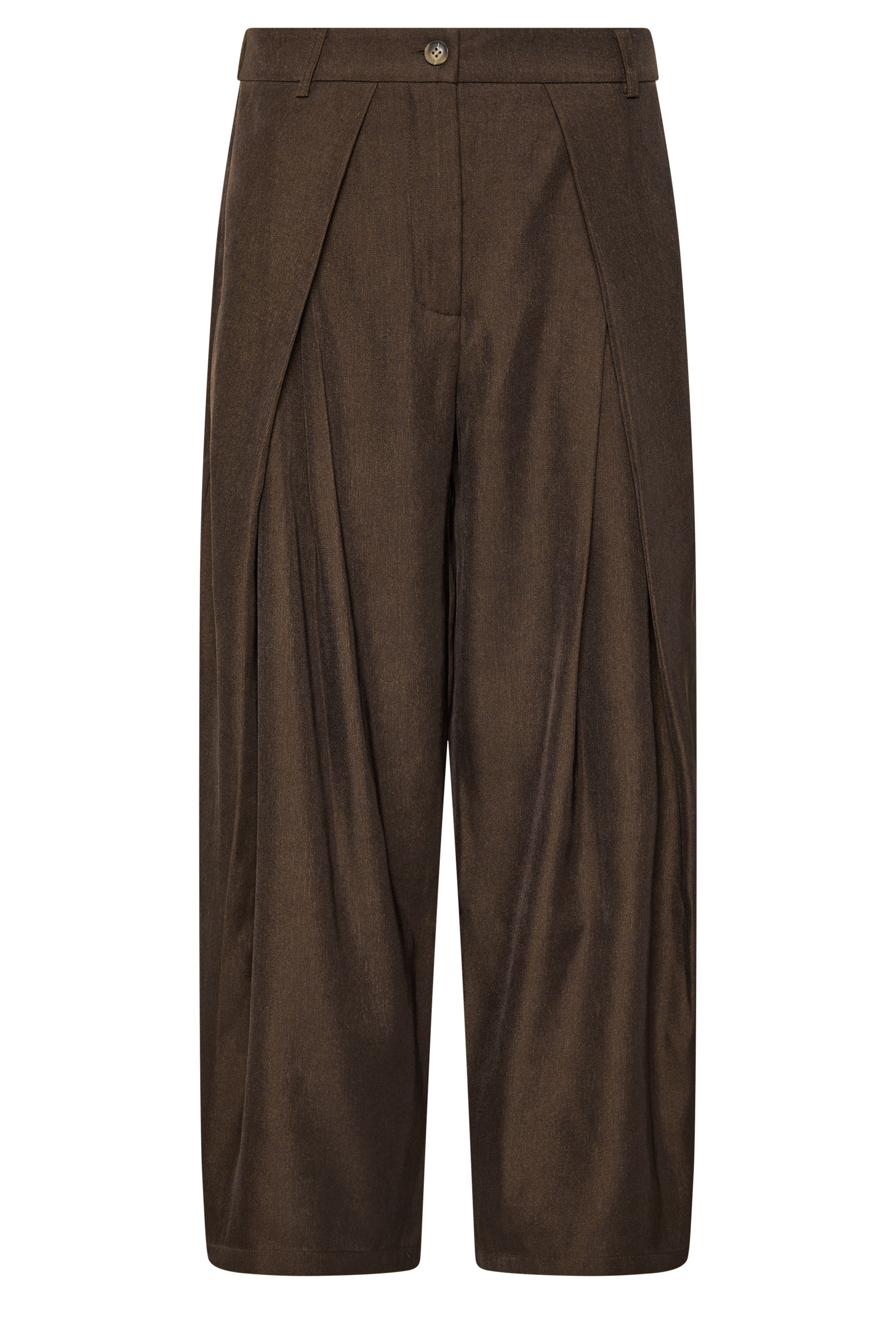 PixieGirl Petite Women's Chocolate Brown Pleated Wide Leg Trousers | Pixie Girl 1