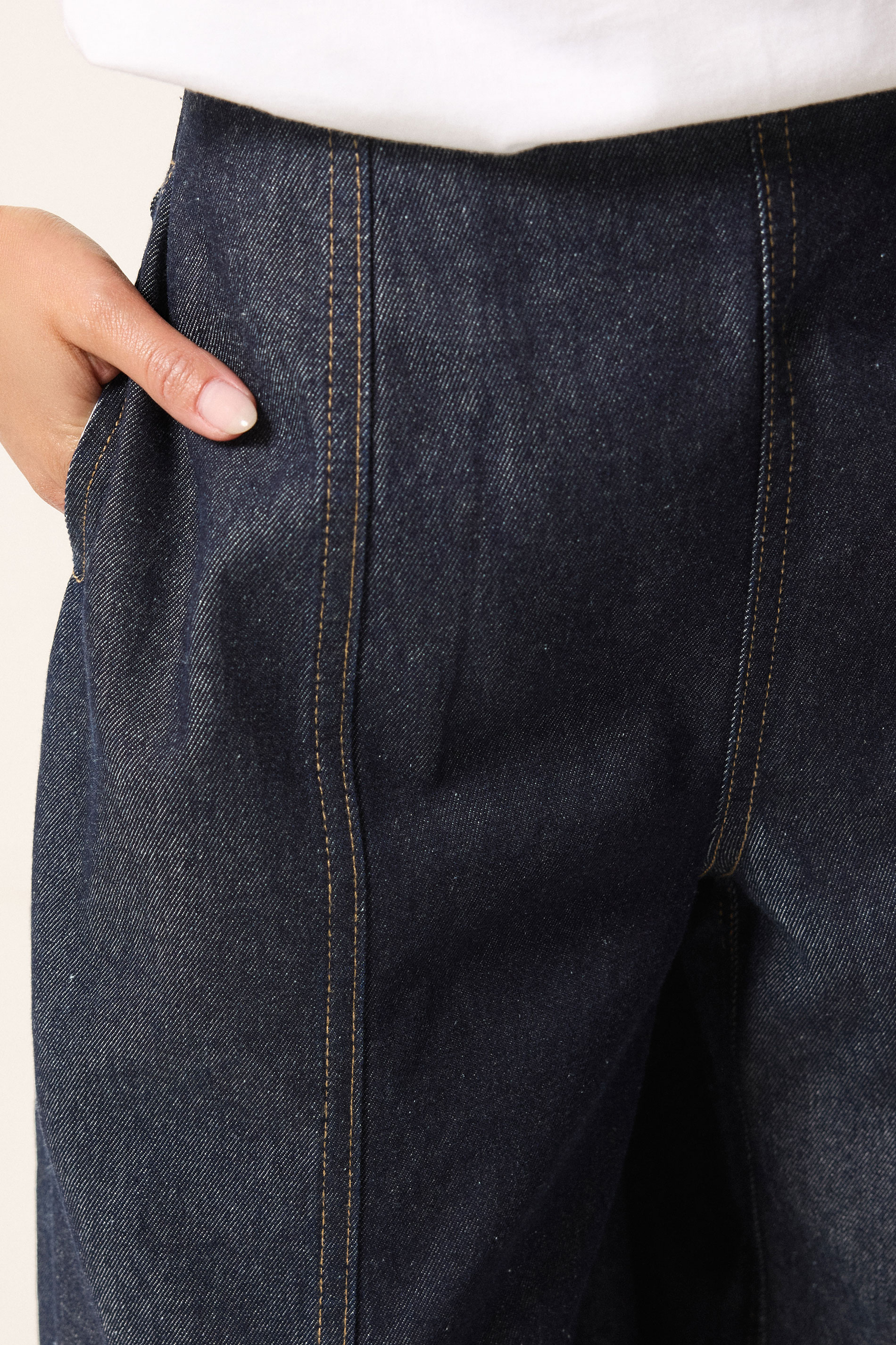 PixieGirl Petite Women's Dark Blue Seam Front Balloon Jeans | PixieGirl 4