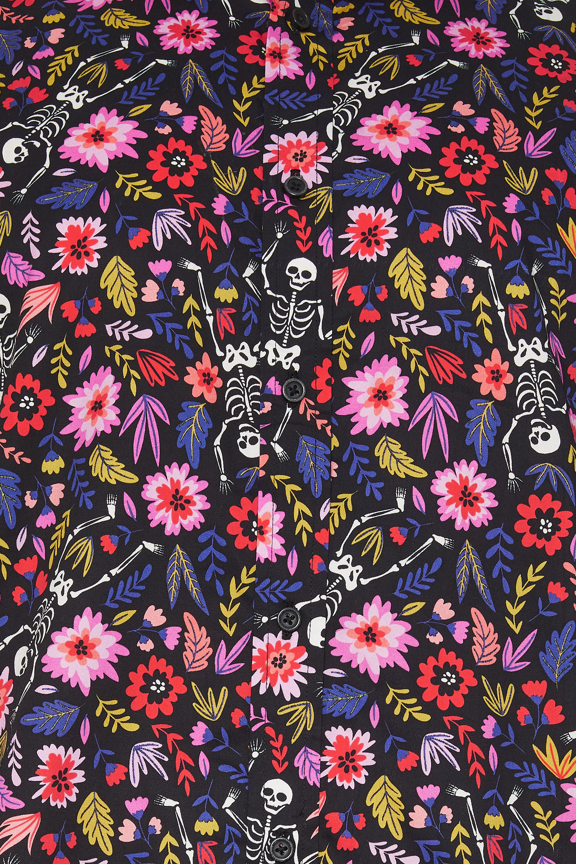 KAM Black Floral & Skull Print Shirt | BadRhino 2
