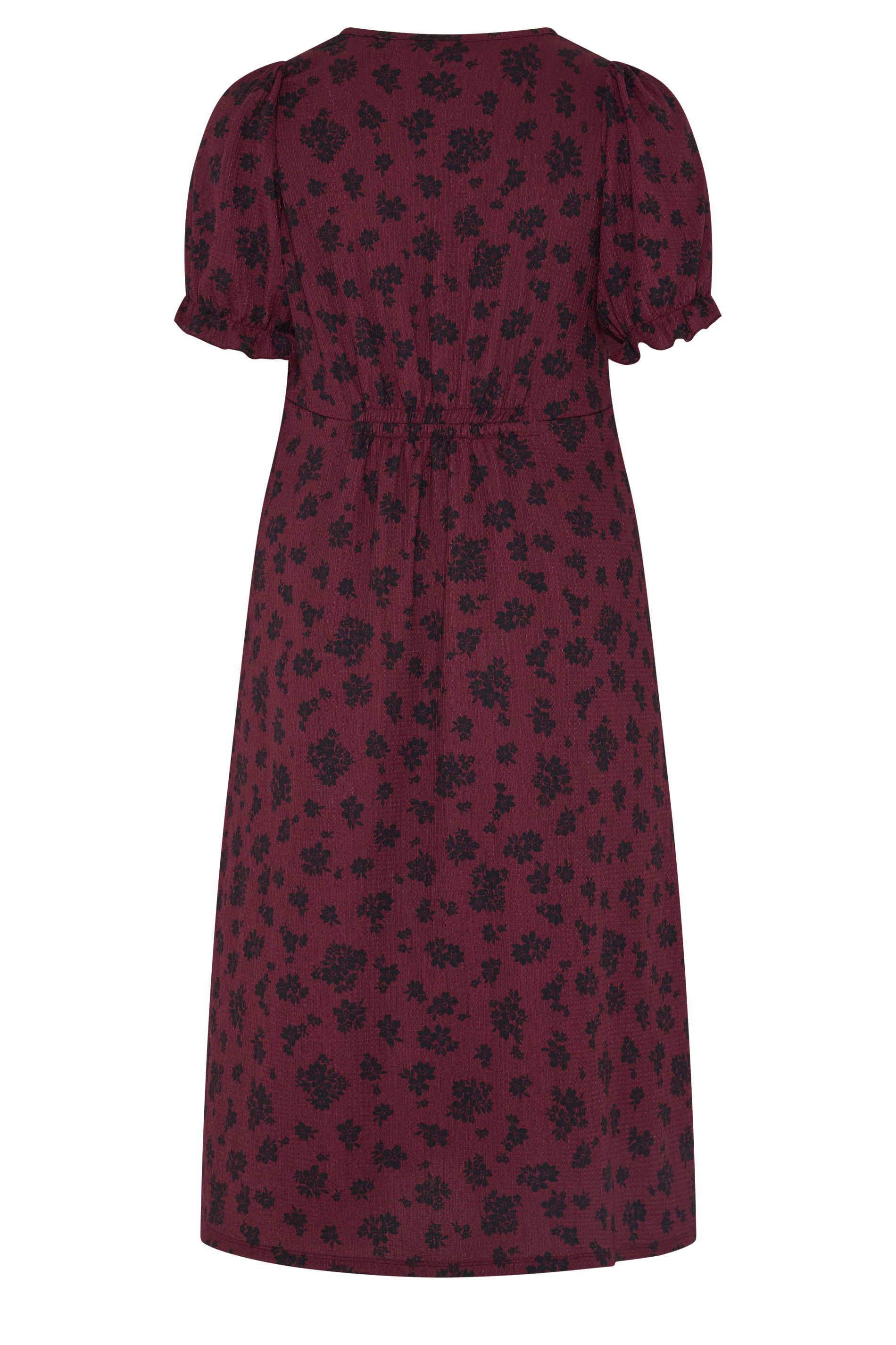 YOURS Plus Size Burgundy Red Floral Tea Dress | Yours Clothing 2