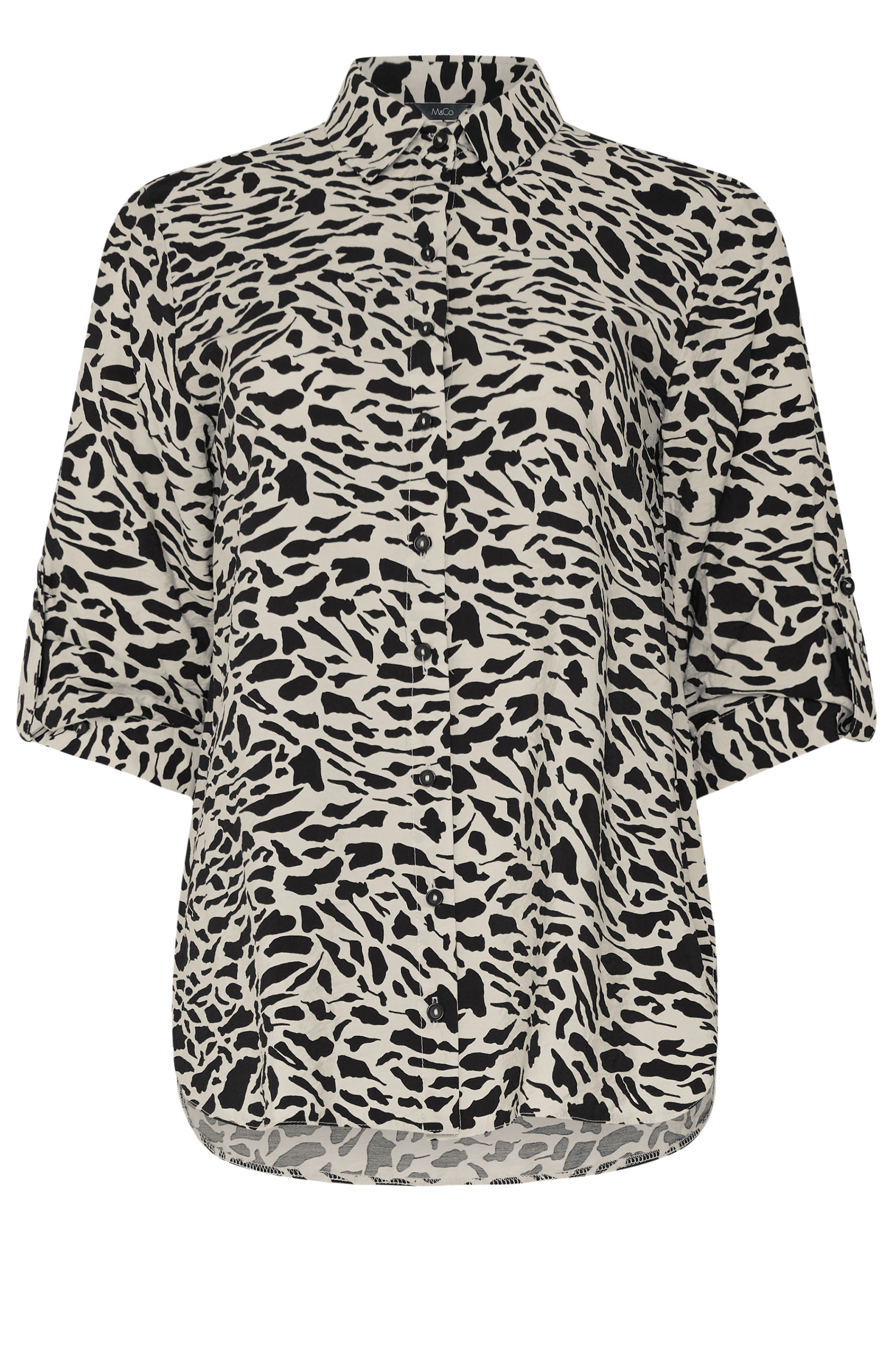 M&Co White & Black Abstract Tab Sleeve Shirt  5