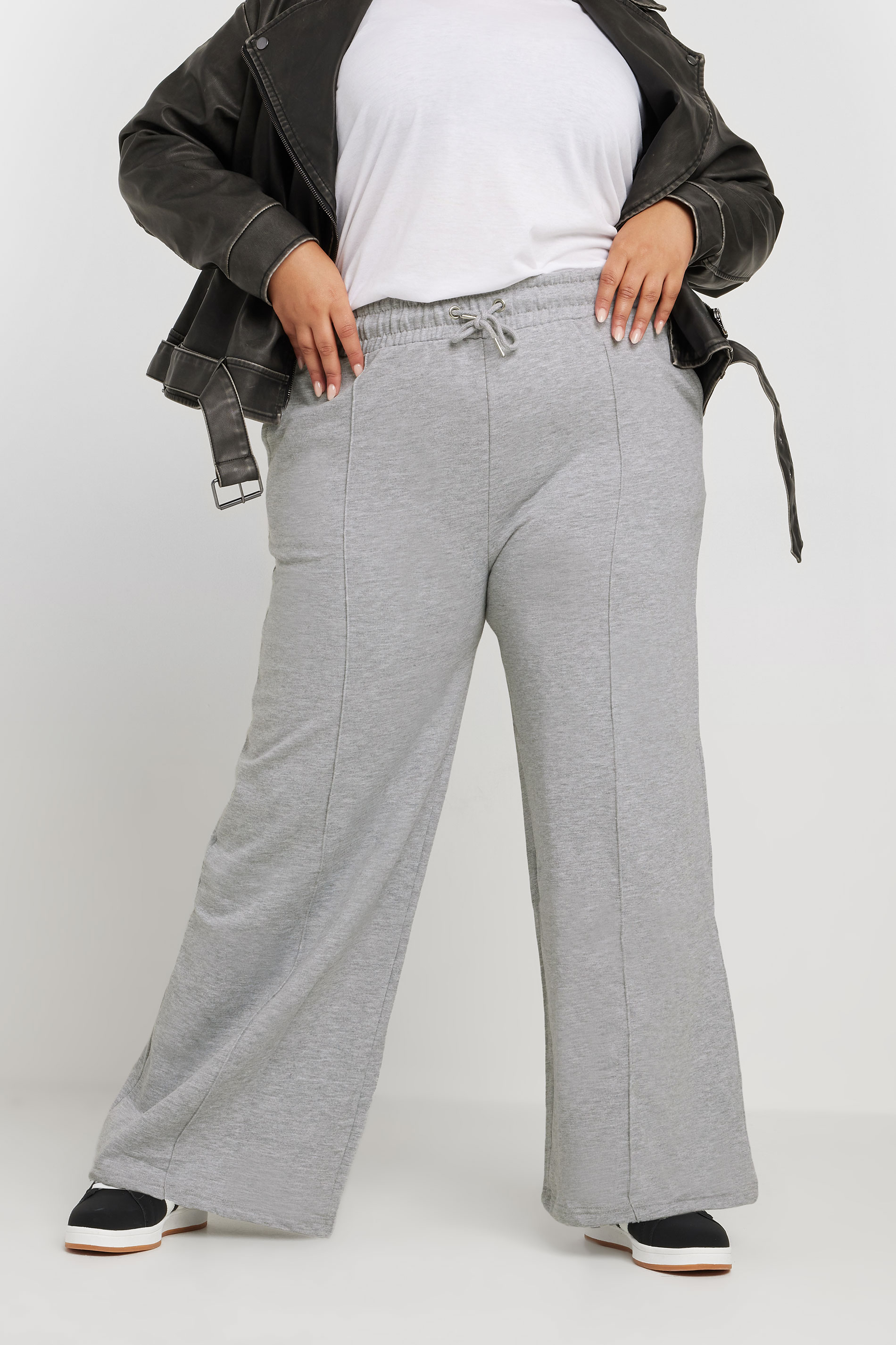 Yours Clothing Plus Size Womens Grey Wide Leg Joggers - Size 18