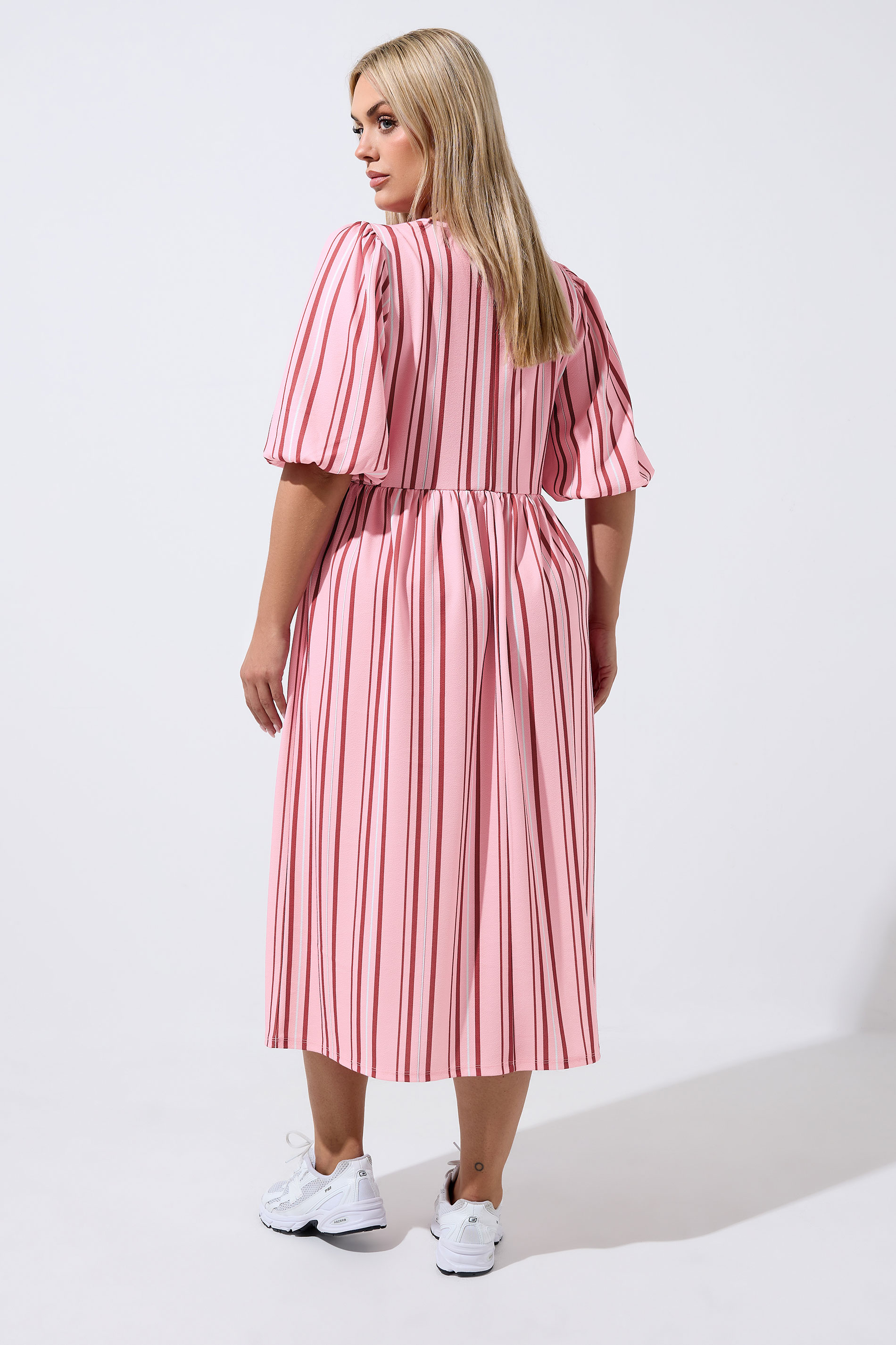 LIMITED COLLECTION Plus Size Pink Stripe Peplum Dress | Yours Clothing 2