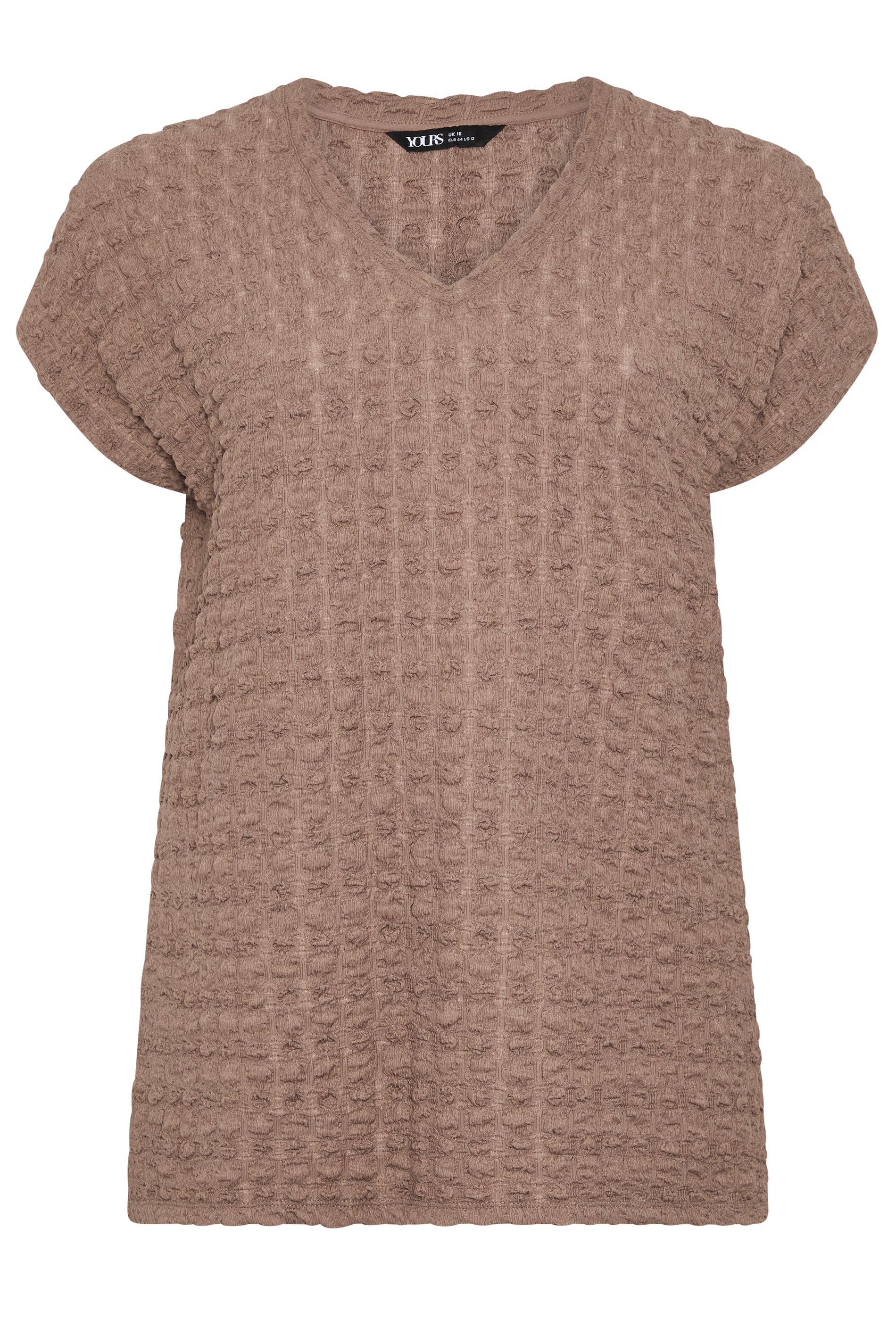 YOURS Plus Size Brown Bubble Textured T-Shirt | Yours Clothing 5
