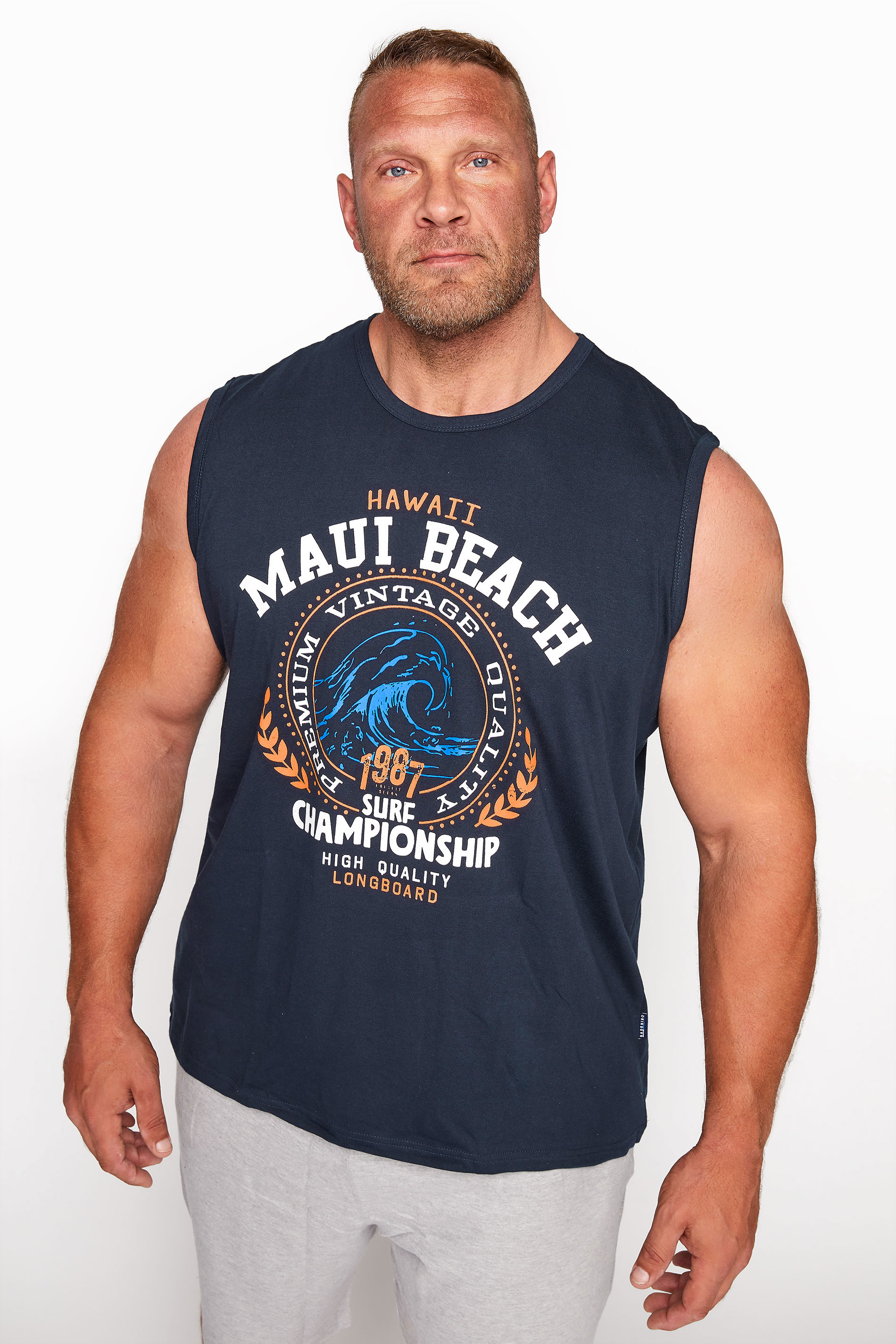 BadRhino Big & Tall Navy Blue Maui Beach Muscle Vest 1