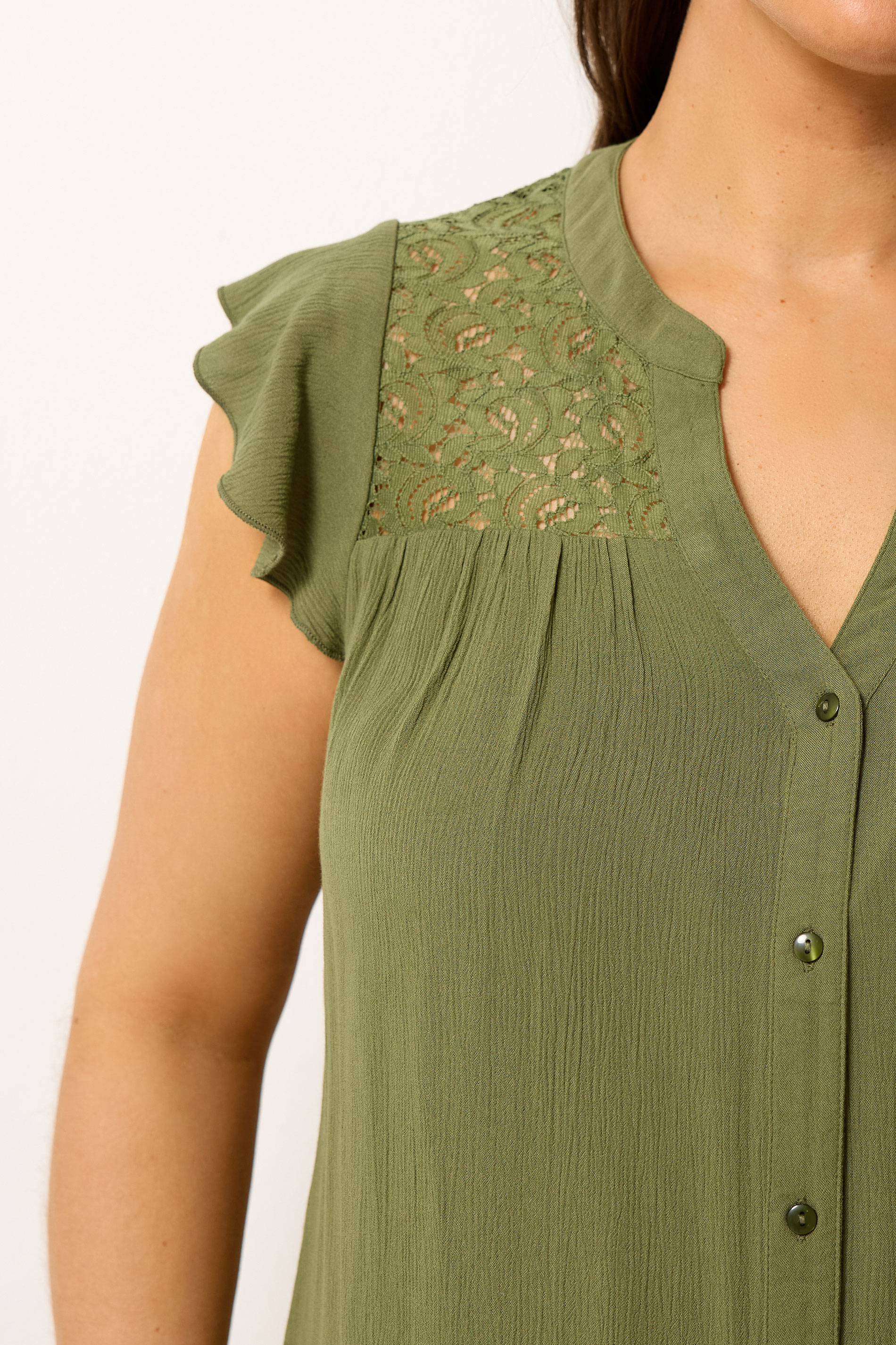 YOURS Plus Size Green Crochet Blouse | Yours Clothing 4