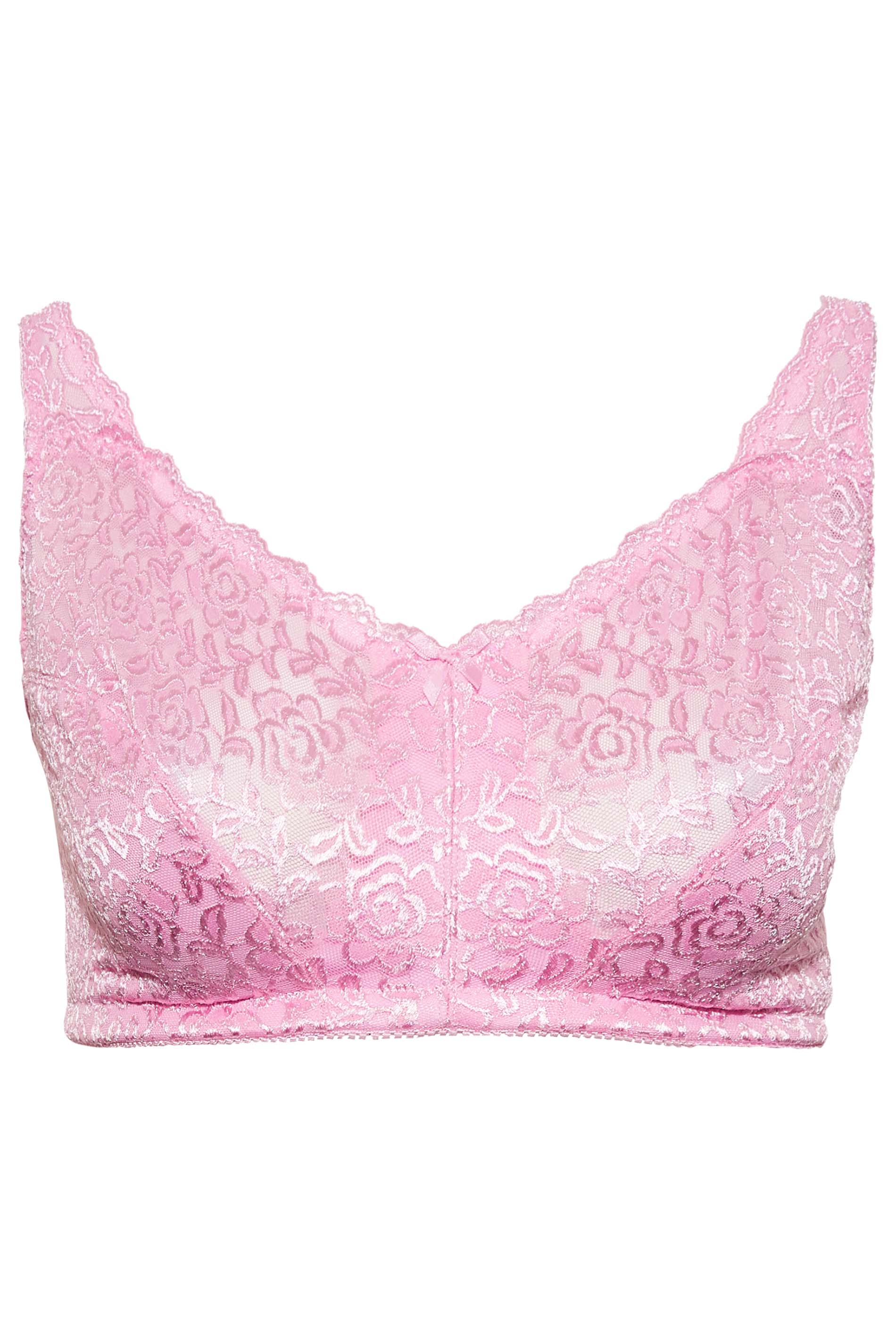 Plus Size Light Pink Hi Shine Lace Non-Padded Non-Wired Full Cup Bra | Yours Clothing 3